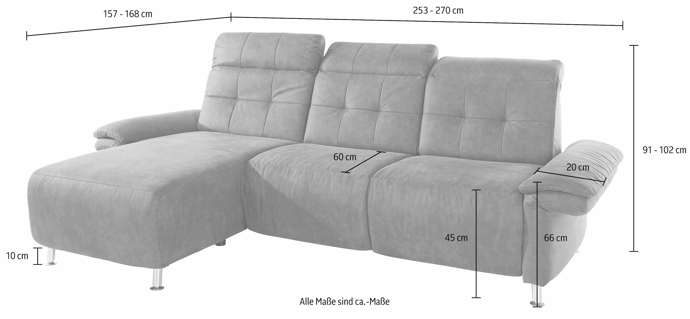 Places of Style Ecksofa »Manhattan L-Form«, 2 Sitze mit elektrischer Relaxfunktion, verstellbare Armlehnen