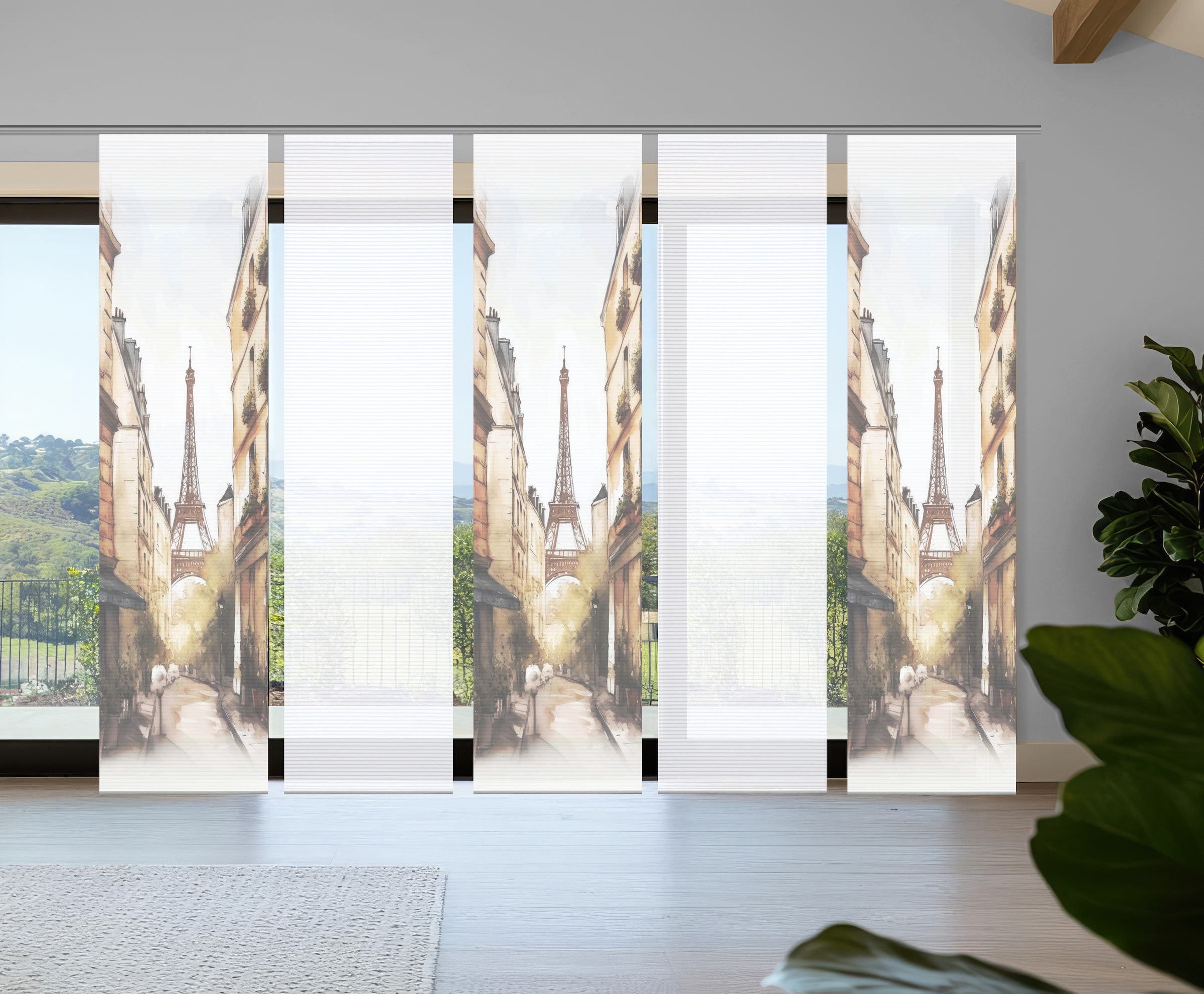 HOME in green Schiebegardine "FRANCQ" Paneelwagen 5 Stk. tlg. Bambusoptik, günstig online kaufen