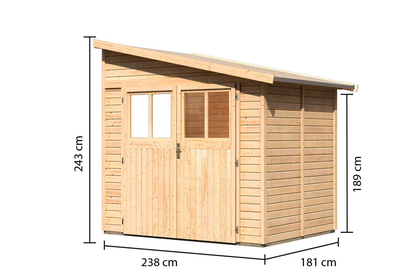 Karibu Gartenhaus »Bodensee 2«, naturbelassen oder terragrau