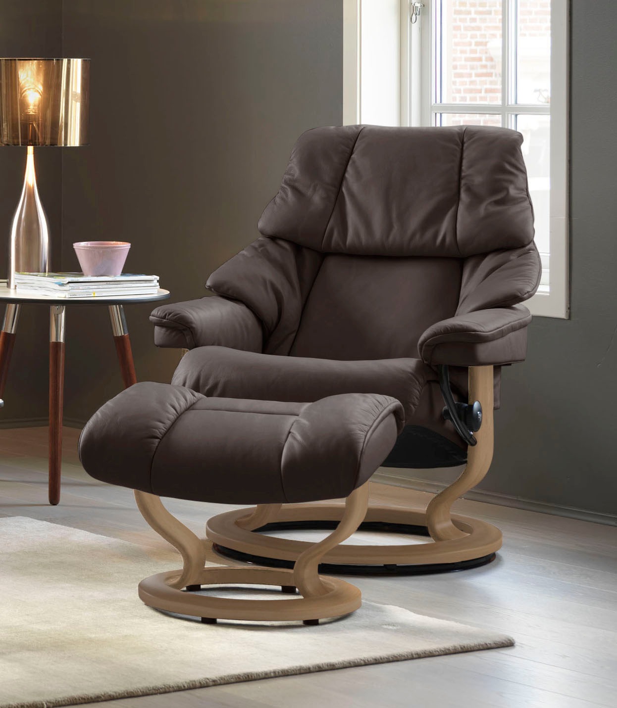 Stressless® Relaxsessel »Reno«, Gestell (Set, | M BAUR L, mit Relaxsessel Eiche Hocker, Hocker), mit S, Classic Größe bestellen Base, mit 