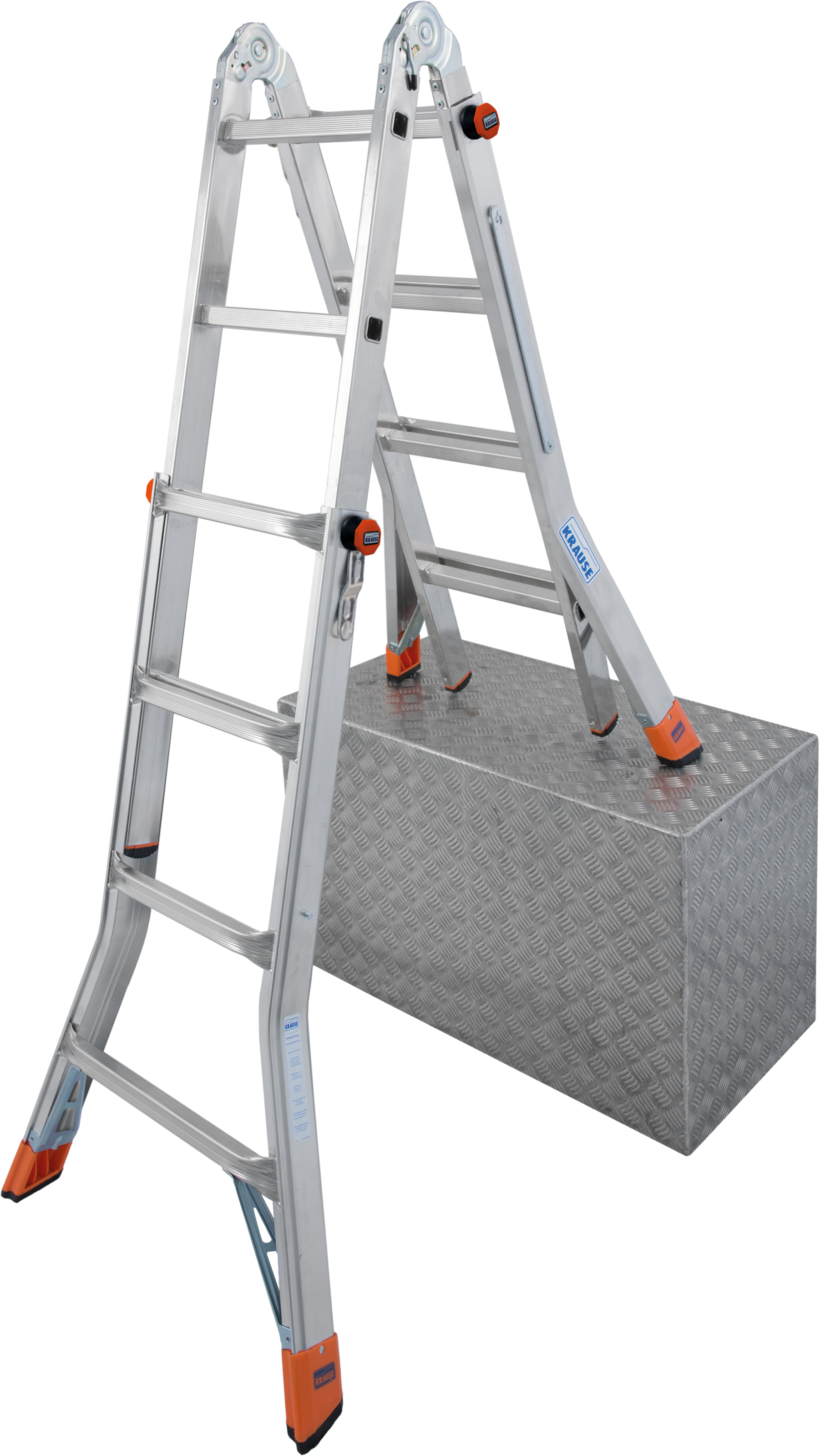 KRAUSE Teleskopleiter "MONTO TeleMatic", 4x4 Sprossen, silber, Leitern