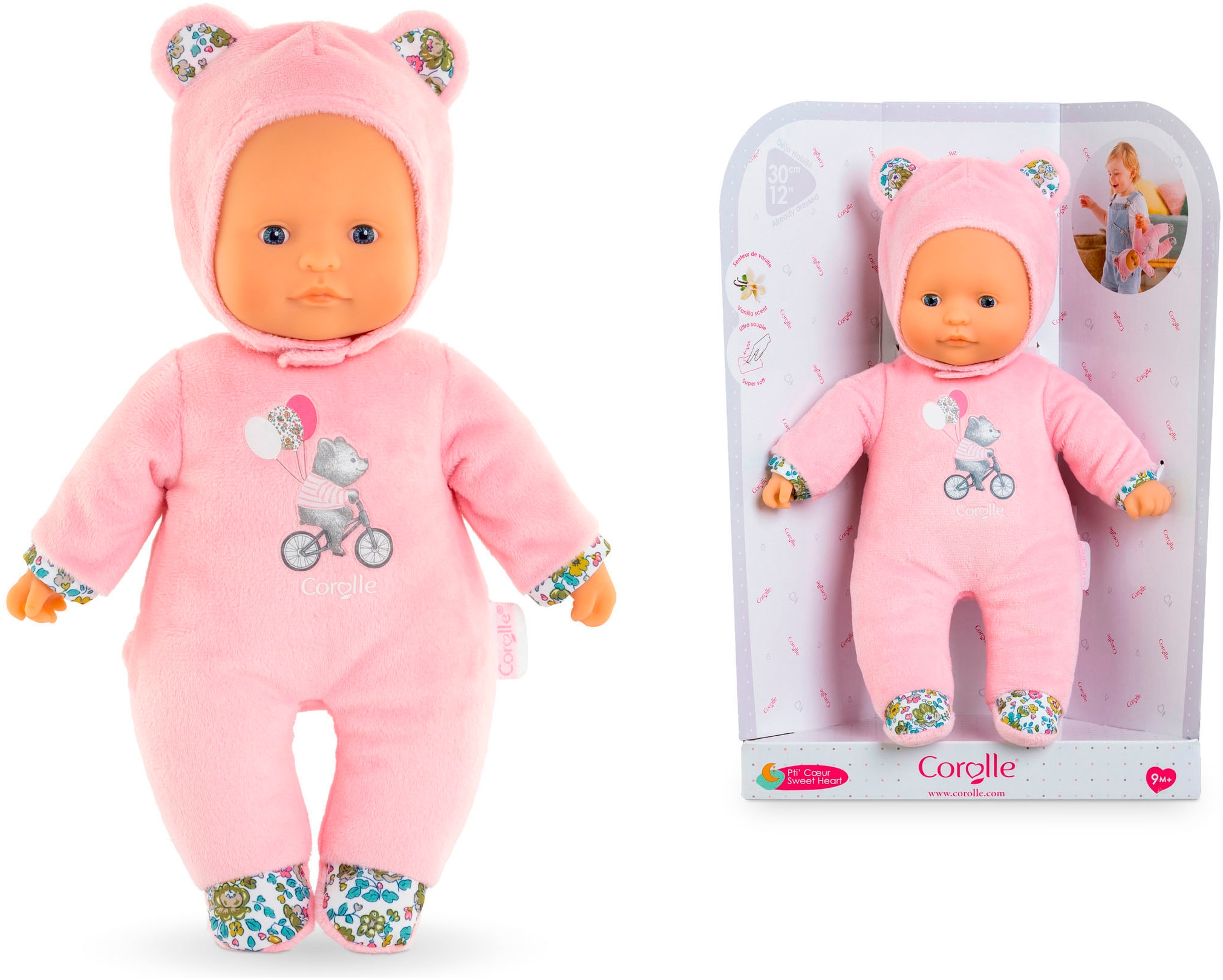 Corolle® Babypuppe »Mon Doudou, Sweetheart, rosa Bär«, mit Vanilleduft