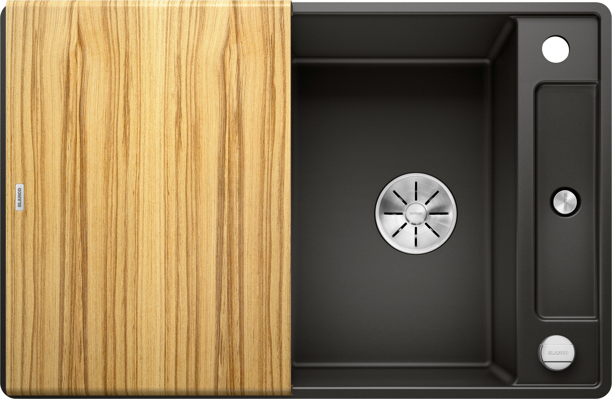 Thumbnail - Blanco Granitspüle "AXIA III 45 S-F" 1 Stk. tlg. inklusive gratis Esche-Compound-Brückenschneidebrett