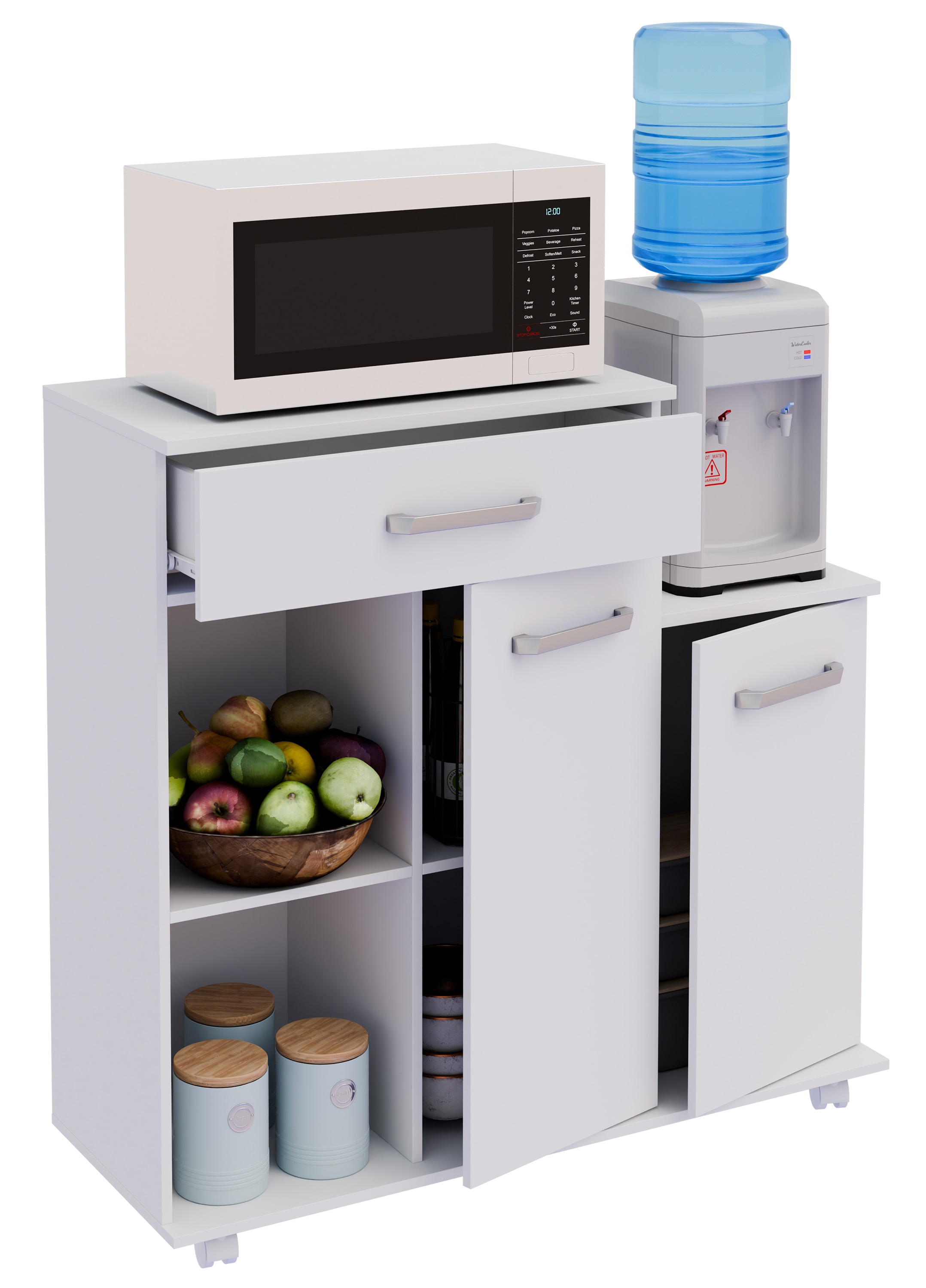 Küchenbuffet VCM, B:90cm T:33cmweiß, Obermaterial: 100% Holz Wood., Schränke, "Küchenwagen Servierwagen Rollwagen Rollen Bakila"