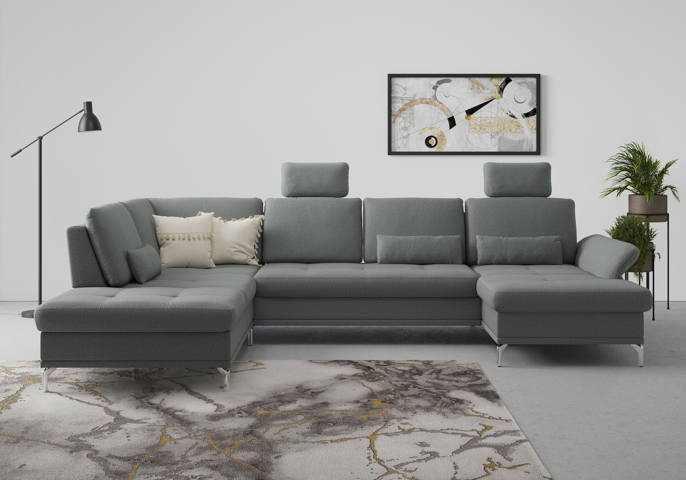 Home affaire Wohnlandschaft "Palm Beach U-Form" Federkern, mit Sitztiefenve günstig online kaufen