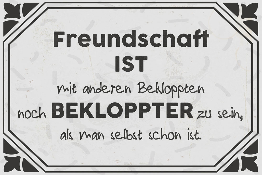 queence Metallbild "Bekloppte Freunde" Schriftzug Sprüche Sprüche & Texte 1 Stk. tlg. Stahlschild, Blechschild, Sprüche, Texte, Freundschaft
