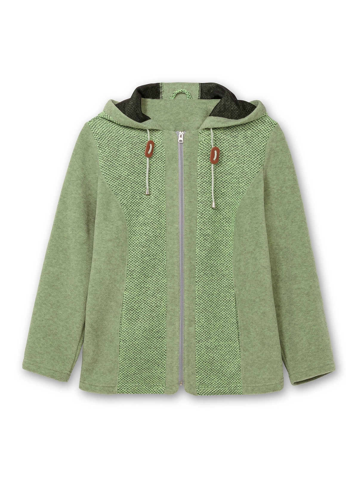Sheego Fleecejacke »Große Größen«, mit Kapuze, mit Kapuze und Strick-Einsätzen