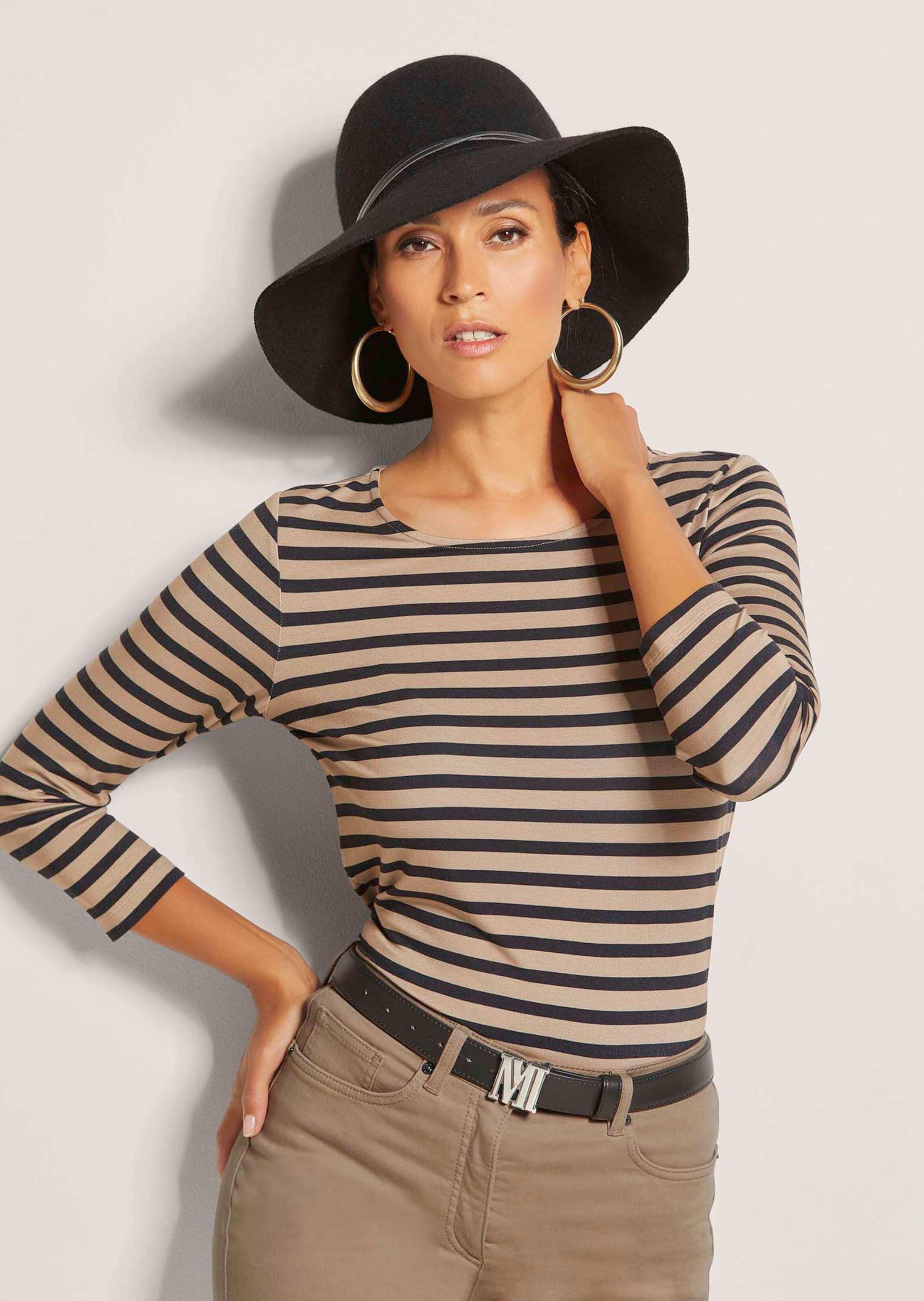 MADELEINE 3/4-Arm-Shirt »Shirt Ringelshirt mit U-Boot-Ausschnitt, Halbarm« Ringelshirt mit 3/4-Arm