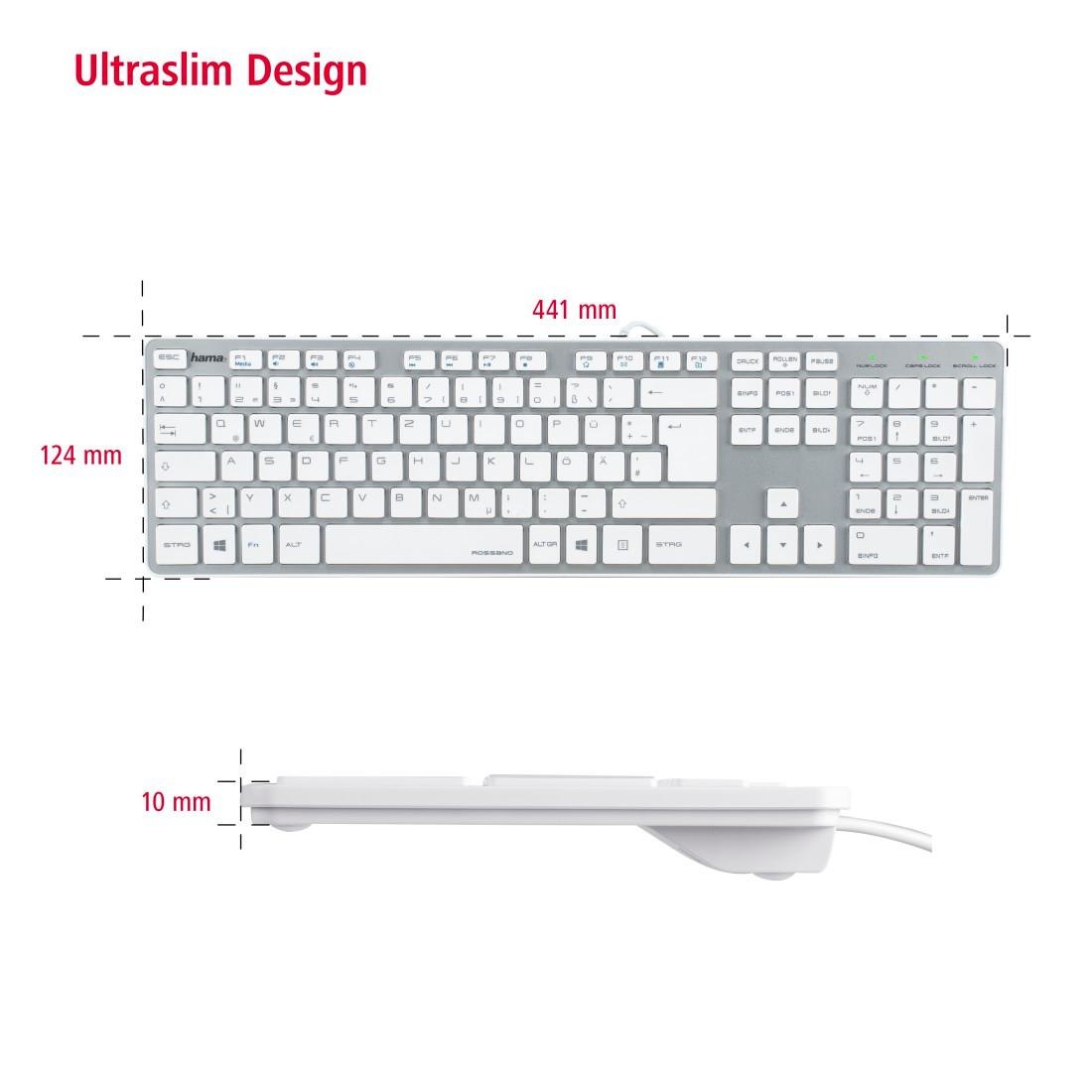 Hama Tastatur »Tastatur PC Tastatur kabelgebunden im Slim-Design«