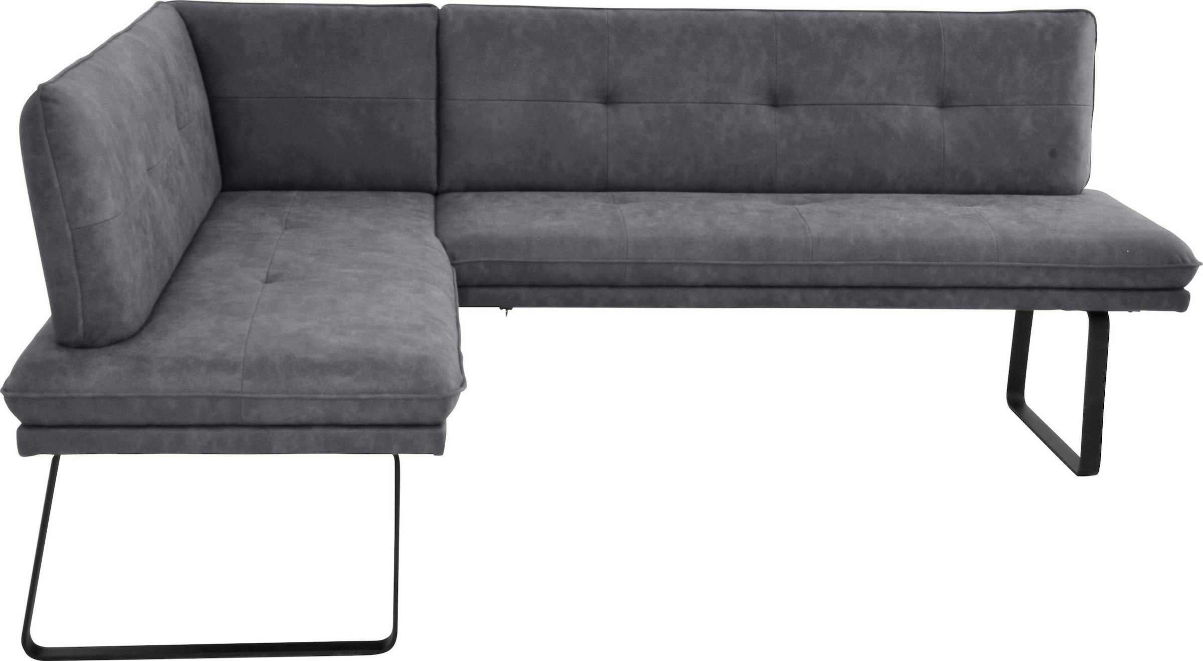 Eckbank K+W KOMFORT & WOHNEN, grau (anthrazit), B:157cm H:87cm T:207cm, Sitzbänke, Eckbank, Polstereckbank in Spitzkissenoptik, Sitz und Rücken gesteppt