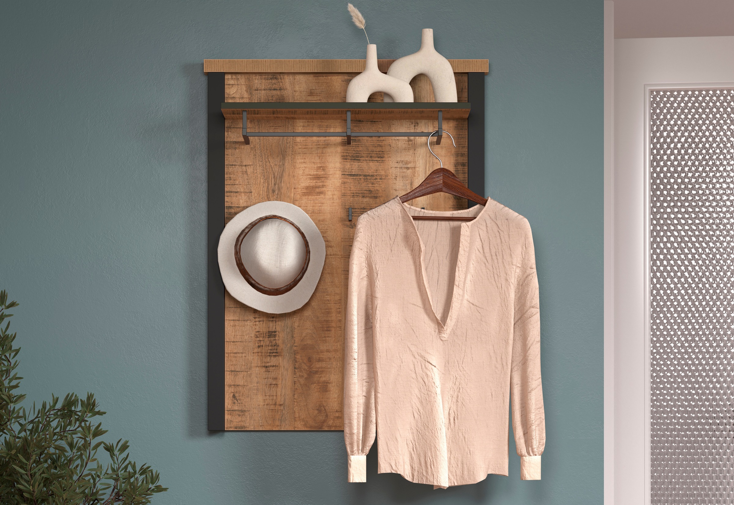 Home affaire Garderobenpaneel "Elda" 1 Stk. tlg. Wandpaneel mit Ablage, 1 K günstig online kaufen