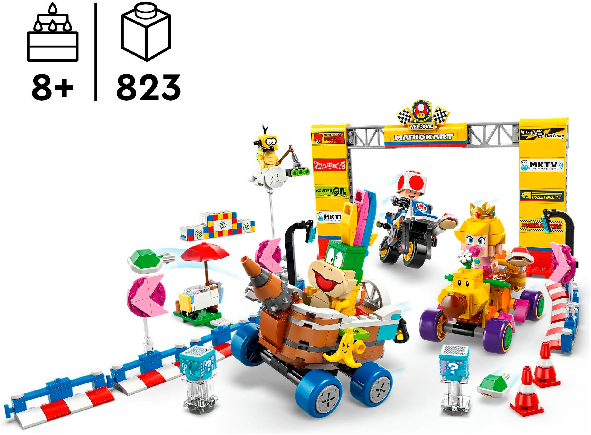 LEGO® Konstruktionsspielsteine »Mario Kart™ – Baby Peach & Grand Prix–Set (72036), LEGO Super Mario«, (823 St.), Made in Europe