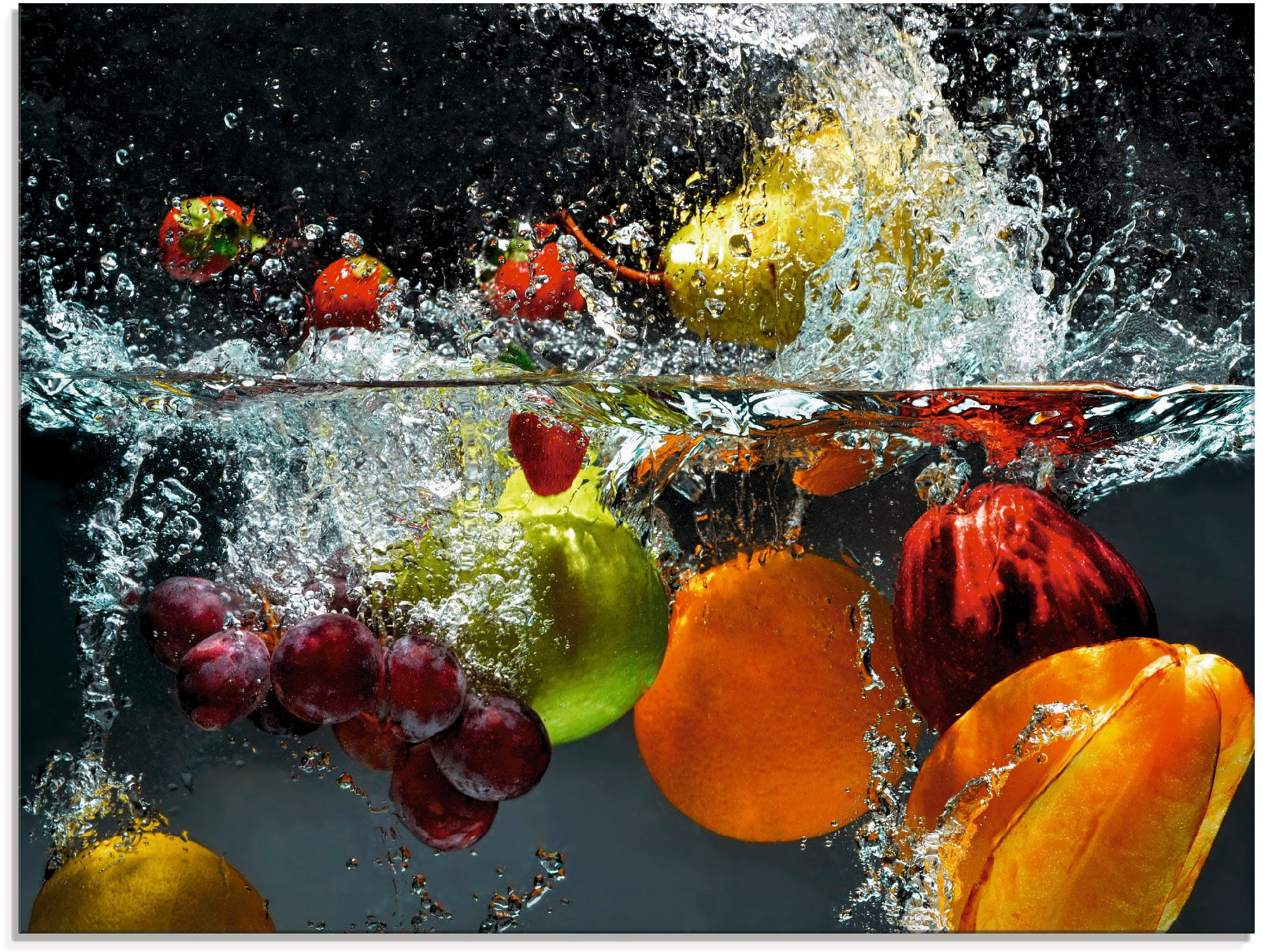Artland Glasbild "Spritzendes Obst auf dem Wasser" Lebensmittel 1 Stk. tlg. günstig online kaufen