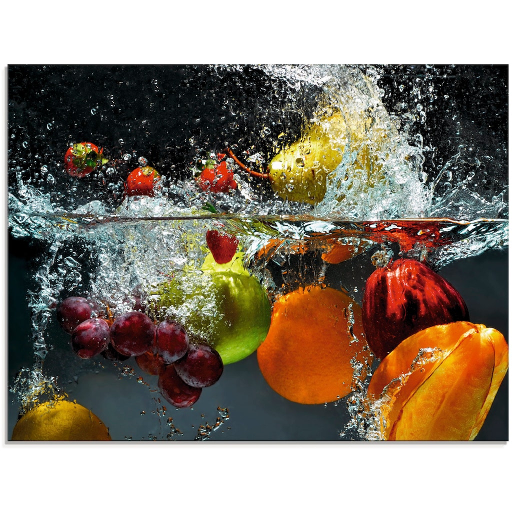 Artland Glasbild »Spritzendes Obst auf dem Wasser«, Lebensmittel, (1 St.)