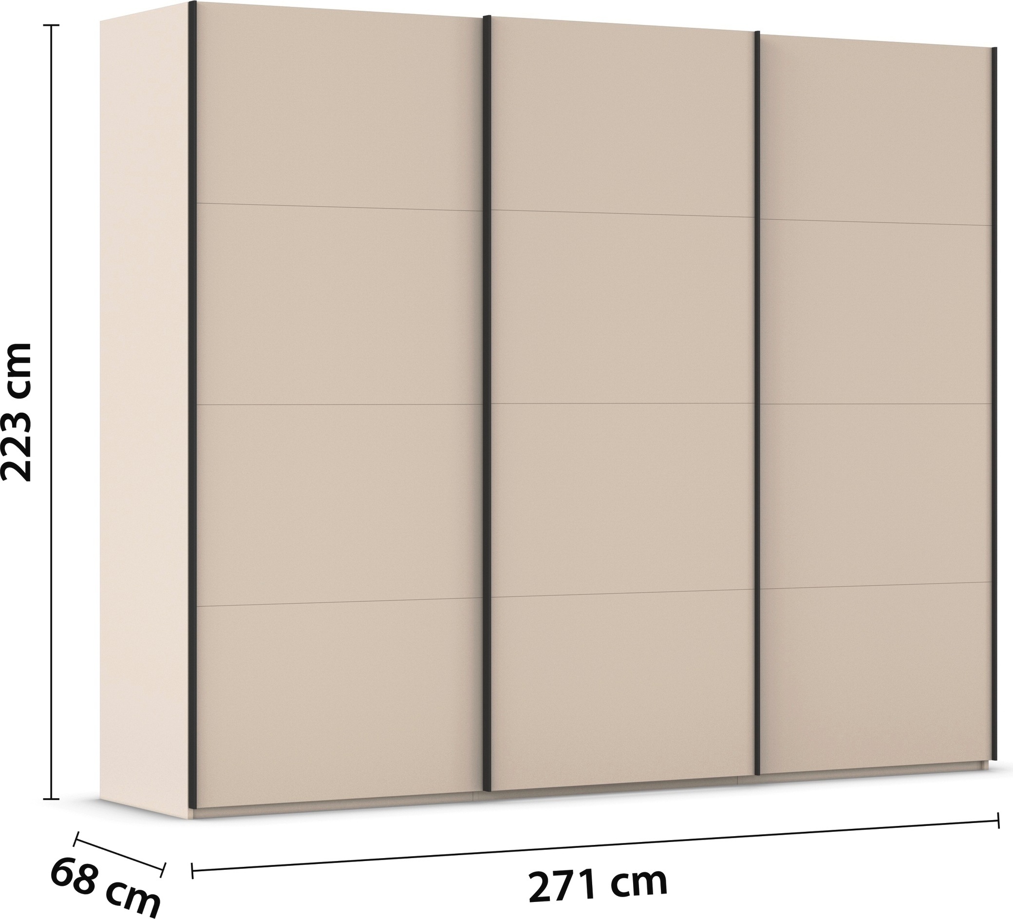 rauch Schwebetürenschrank »Kleiderschrank Schrank Garderobe Schlafzimmerschrank SCALE-FYRA«, edle viergeteilte Türen viele Farben und Griff-Farben MADE IN GERMANY