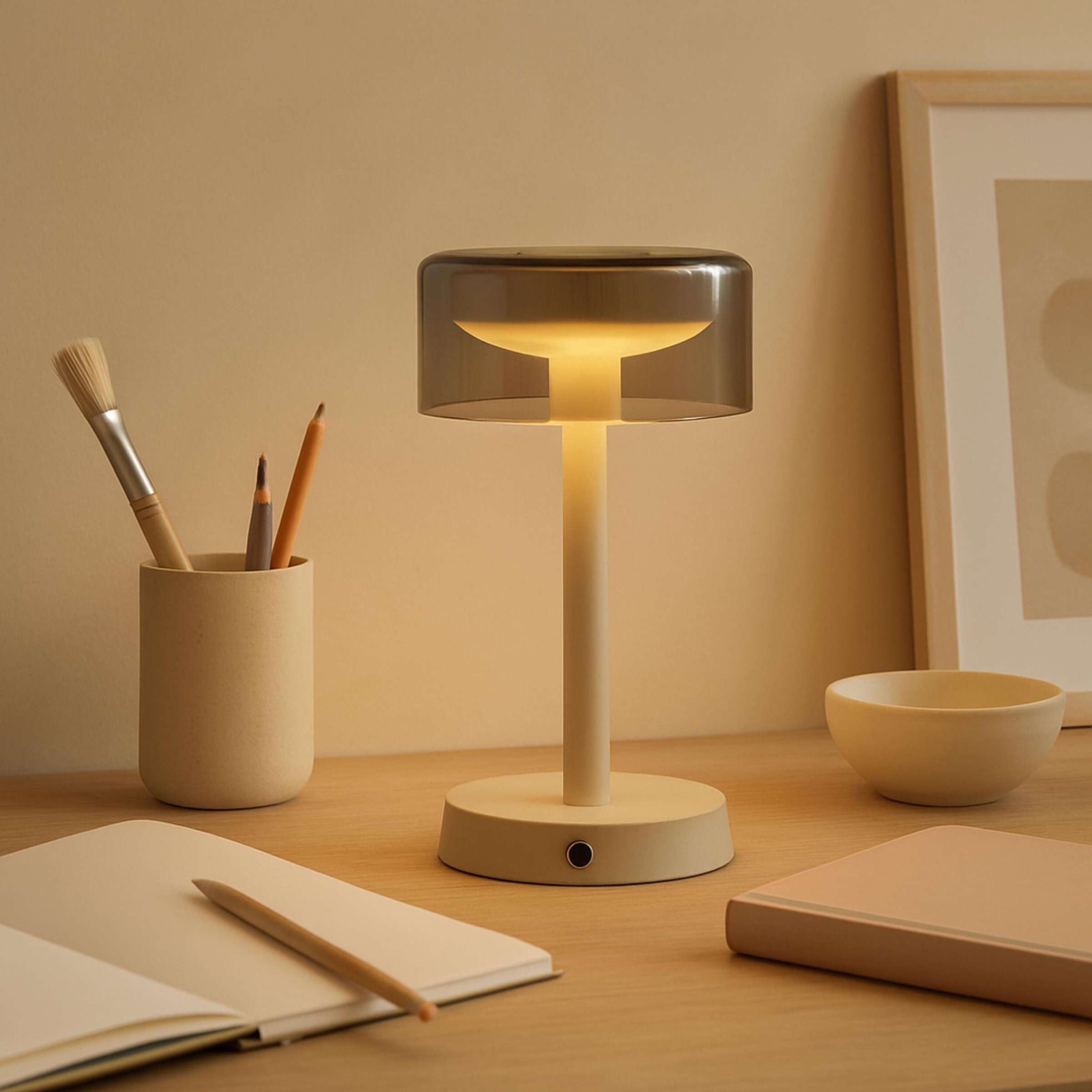 Brilliant LED Tischleuchte »Razor« LED-Modul 1 Stk. Warmweiß LED Akku Leuchte, 26 cm, 260 lm, 2700 K, Wireless Charging, dimmbar