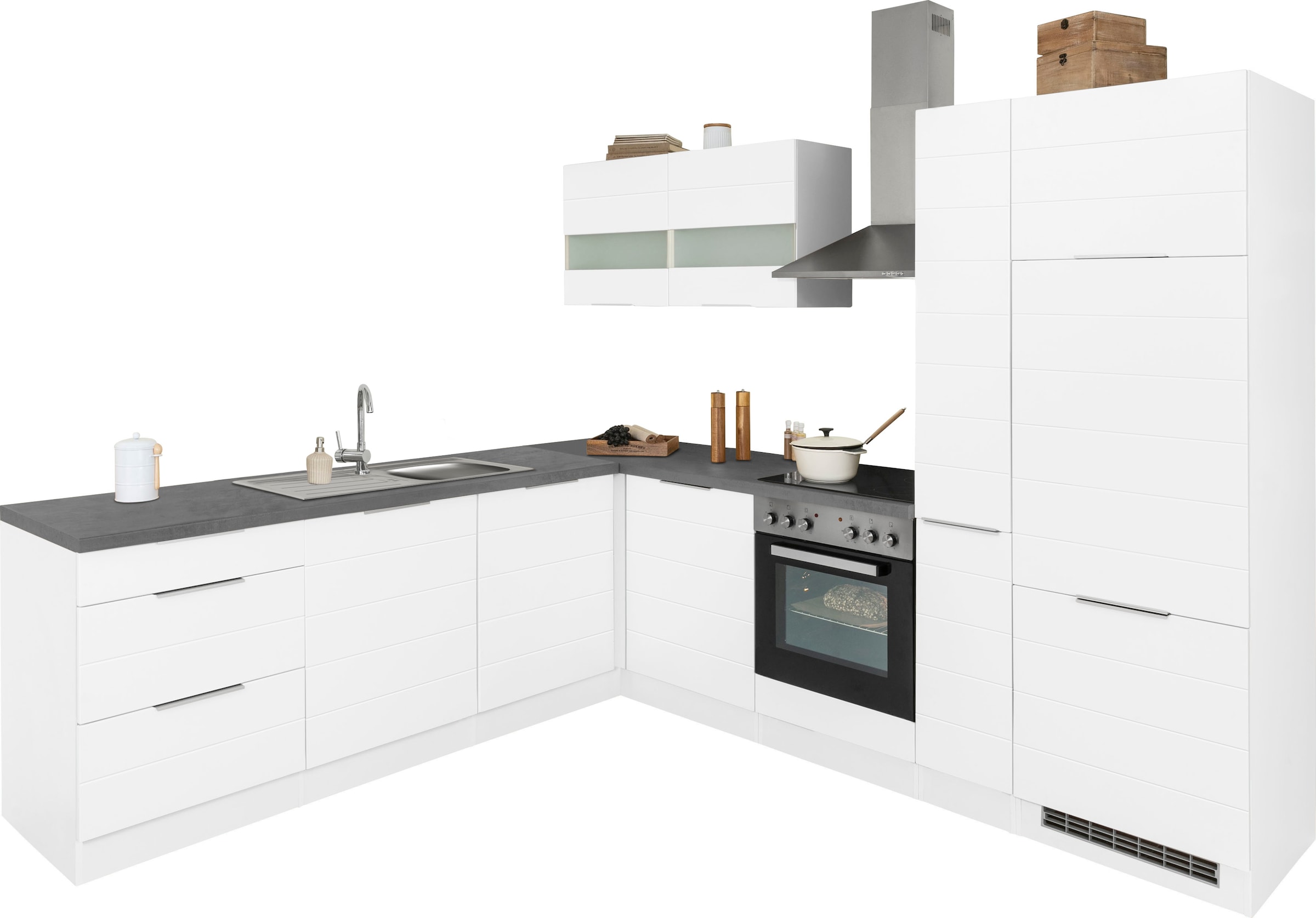 KOCHSTATION Kleiderschrank "KS-Luhe" Stellbreite 240x270 cm, wahlweise mit oder ohne E-Geräten, MDF-Fronten