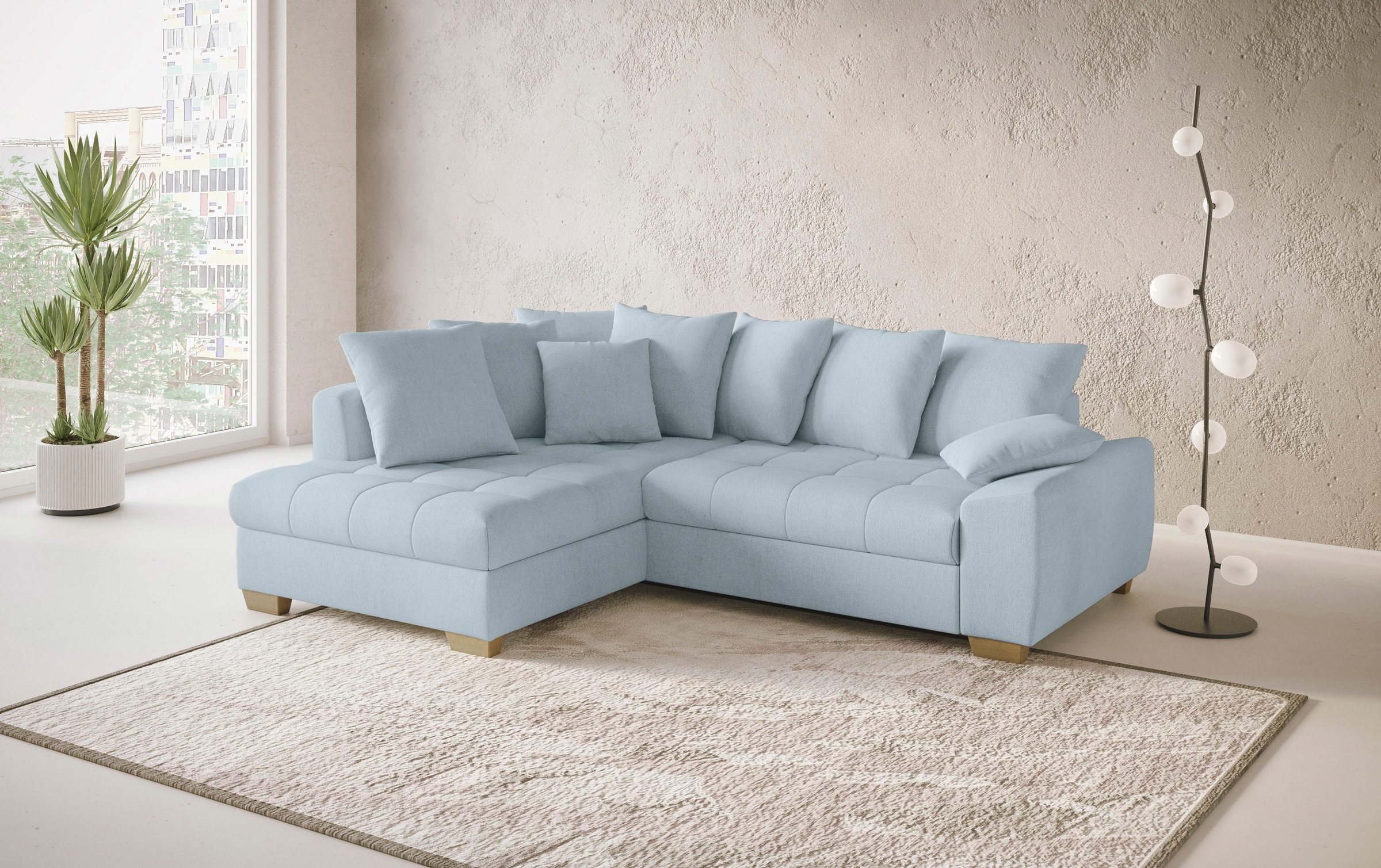 Mr. Couch Ecksofa »Nikita II, L-Form, bis 140kg pro Sitzplatz belastbar«, mit Kaltschaumpolsterung, wahlweise mit Bett und Bettkasten
