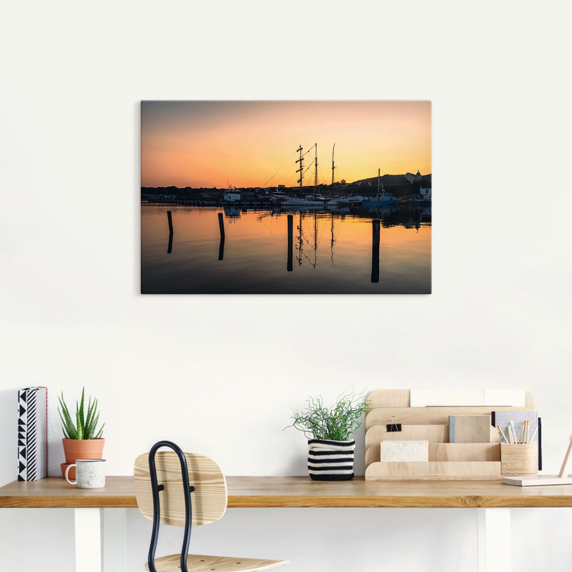 Artland Wandbild »Hafen von Sassnitz auf der Insel Rügen«, (1 Stück), in vielen Größen & Produktarten - Alubild / Outdoorbild für den Außenbereich, Leinwandbild, Poster, Wandaufkleber / Wandtattoo auch für Badezimmer geeignet