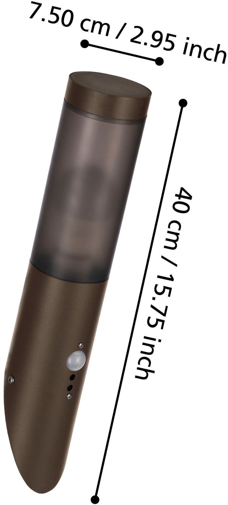 EGLO Wandleuchte »Helsinki Sockellampe, Wandlampe, Außenlampe, Edelstahl, E27, IP44« E27 1 Stk. Wand-/Deckenleuchte - H40 x Ø7,5 x AL16,5 cm - rostbraun - 1X15W exkl.