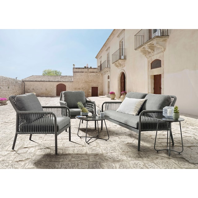 Destiny Gartenlounge-Set »GENUA«, (12 tlg.), 1 Sofa, 2 Sessel, 2 Tische ⌀  60x40 u. ⌀ 40x50 cm | BAUR