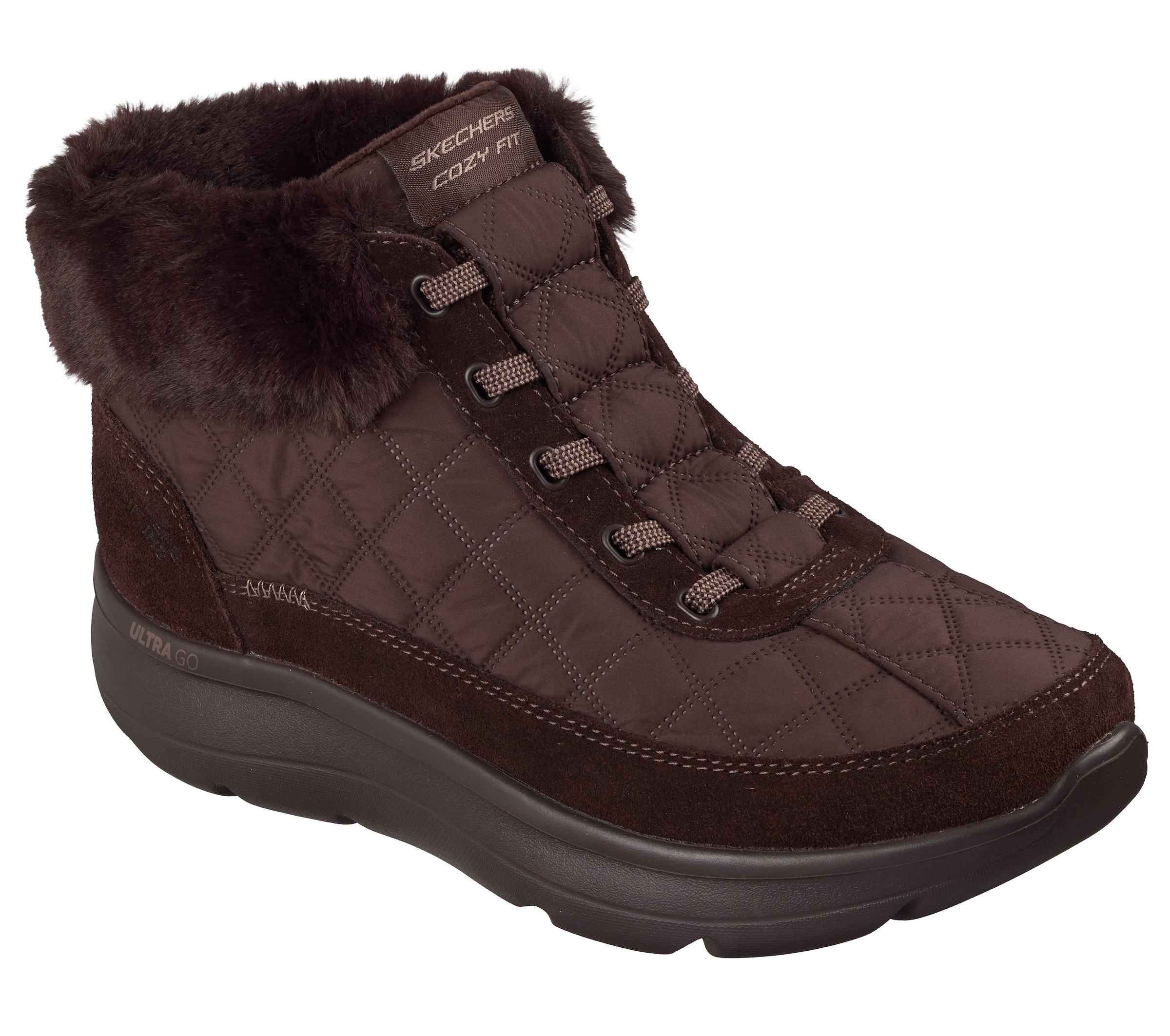 SKECHERS Damen Winterstiefelette "ON-THE-GO ENCORE-MAISIE", Gr. 36, braun, Leder, Textil, Schuhe, Boots, elastischen Schnürsenkeln, Skechers Hands