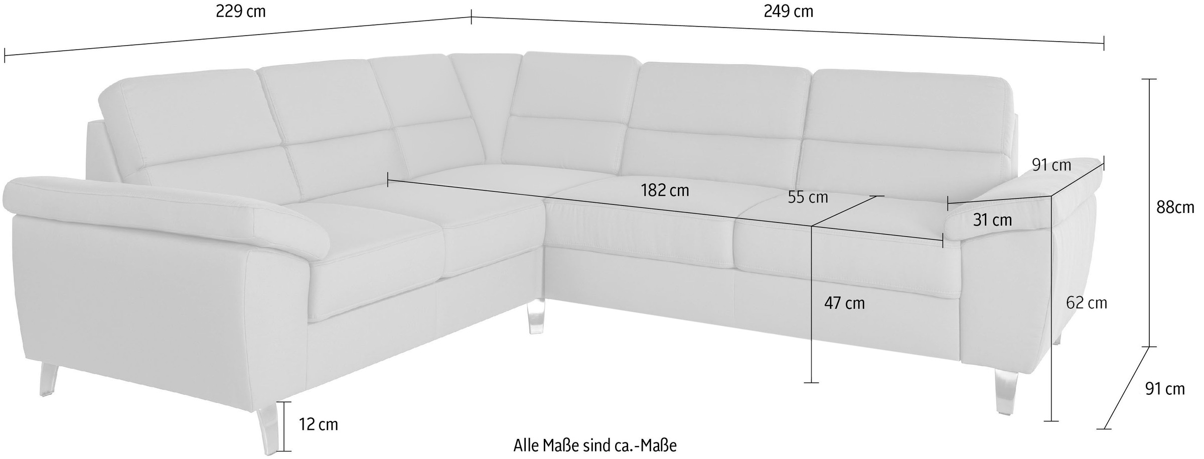 sit&more Ecksofa »Sorano L-Form«, wahlweise mit Bett- und Relaxfunktion, inkl. Bettkasten