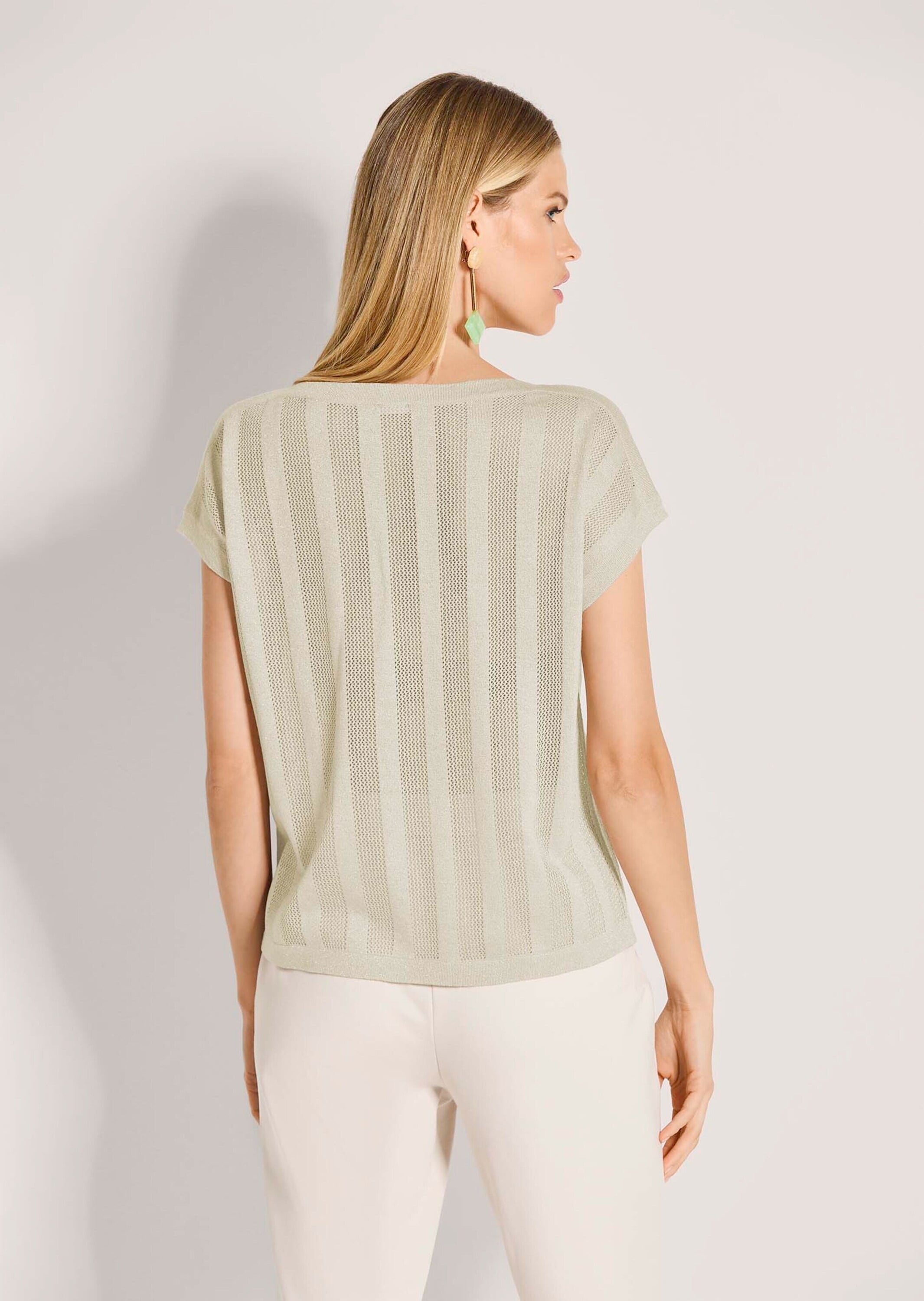 MADELEINE Longpullover »Strickpullover Sommerpullover mit Glanzeffekt« Leicht tranparente Optik