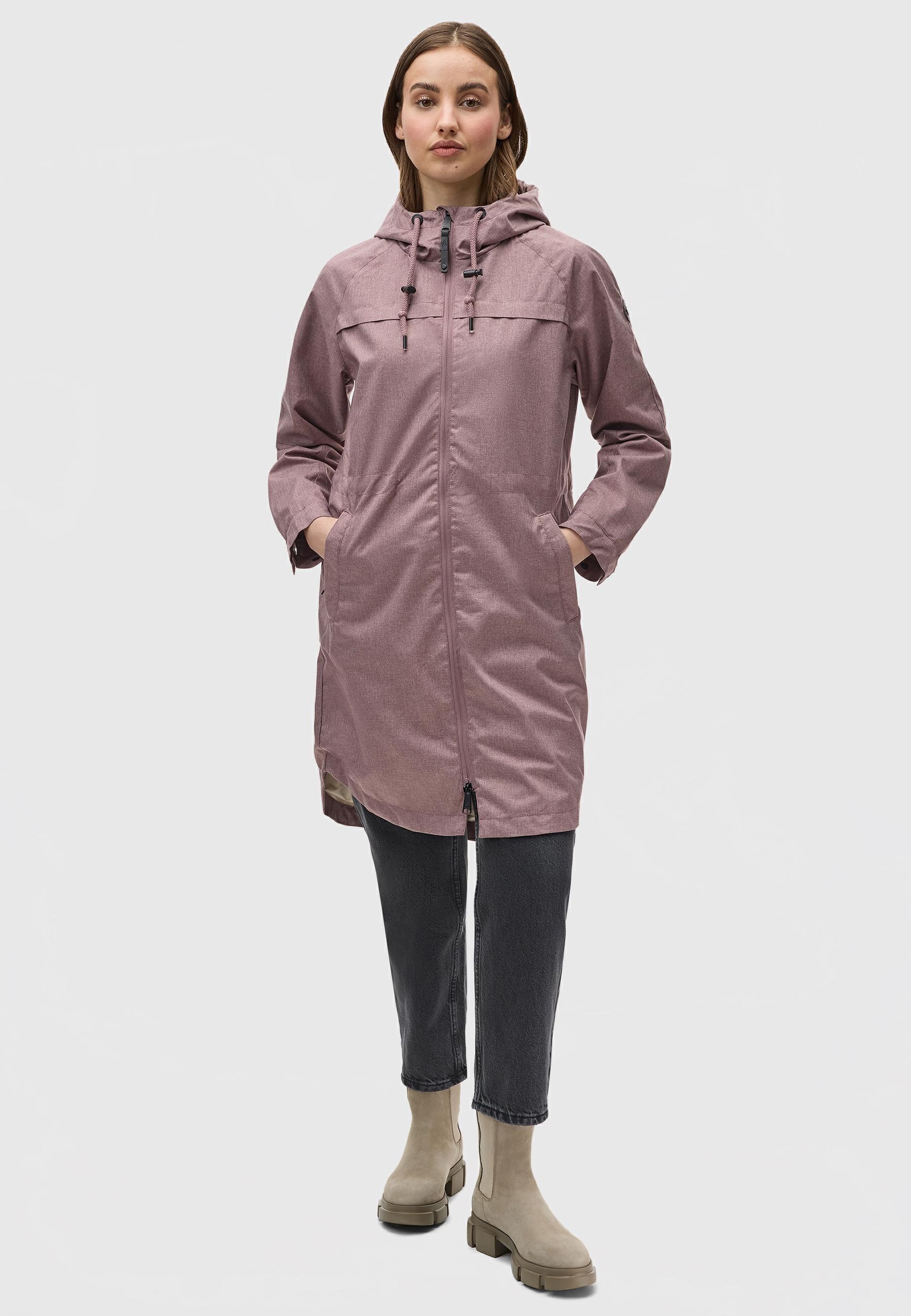 Ragwear Outdoorjacke »Belinka«, mit Kapuze, Wasserdichte lange und sehr leichte Übergangsjacke
