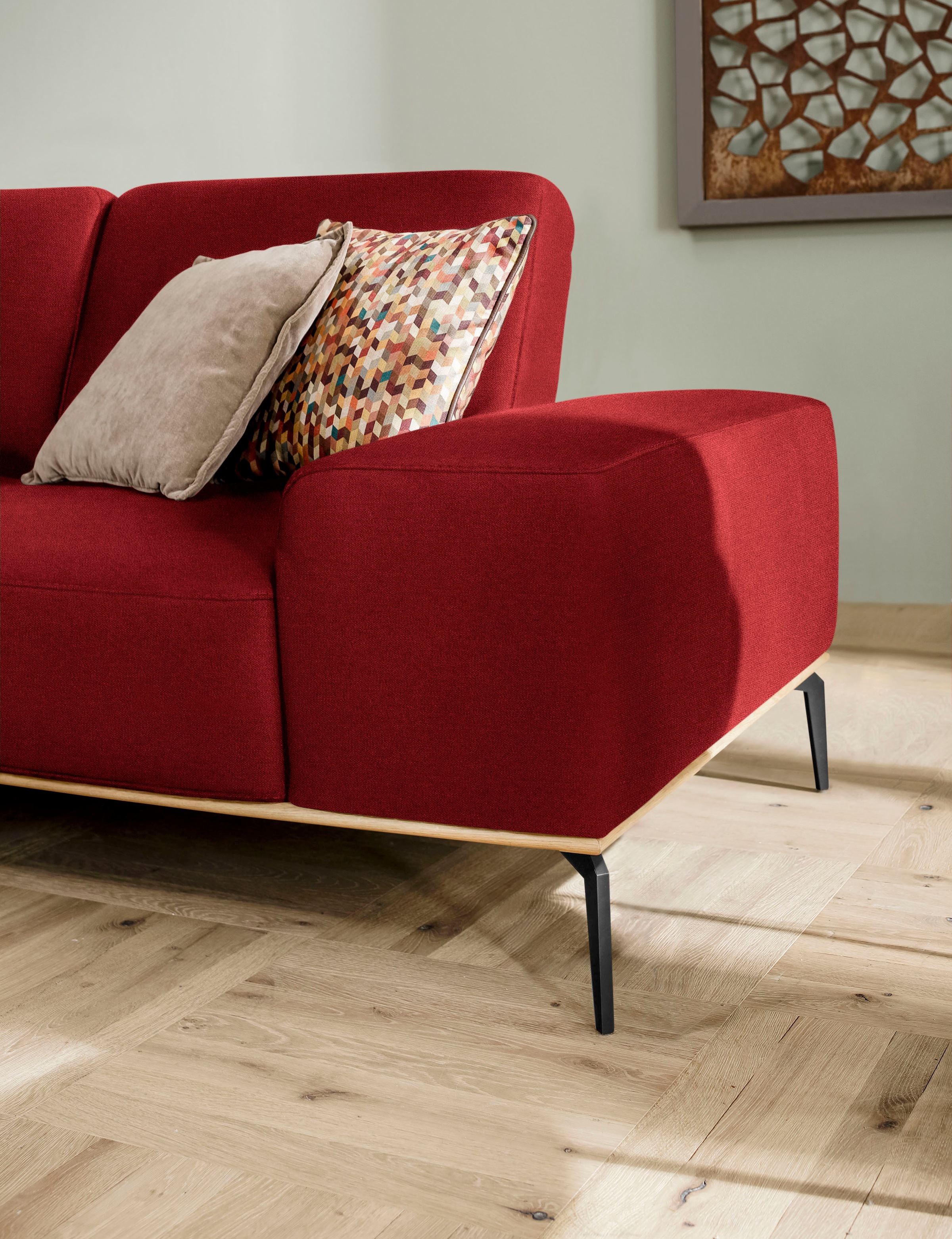 W.SCHILLIG Ecksofa »run, Designsofa mit tollem Sitzkomfort, bequem, L-Form«, mit Holzsockel, Füße in Schwarz pulverbeschichtet, Breite 279 cm