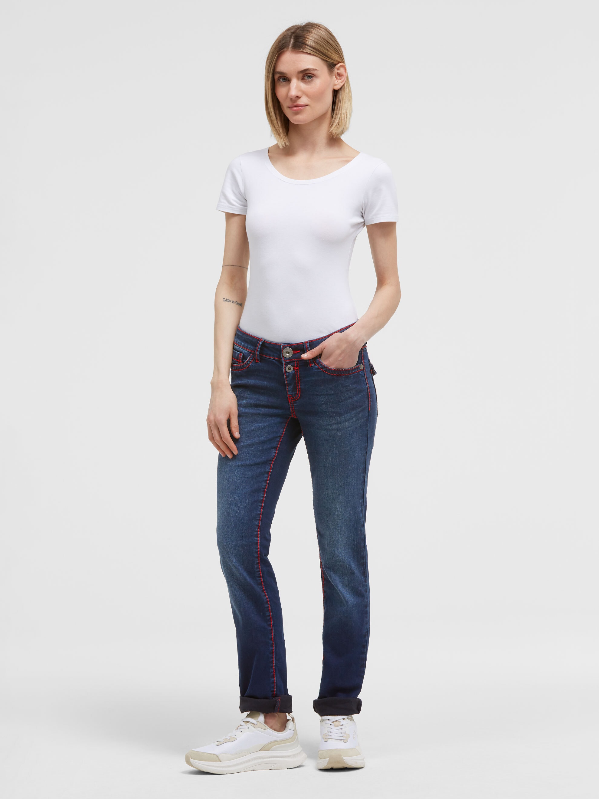 SOCCX Regular-fit-Jeans mit breiten Nähten