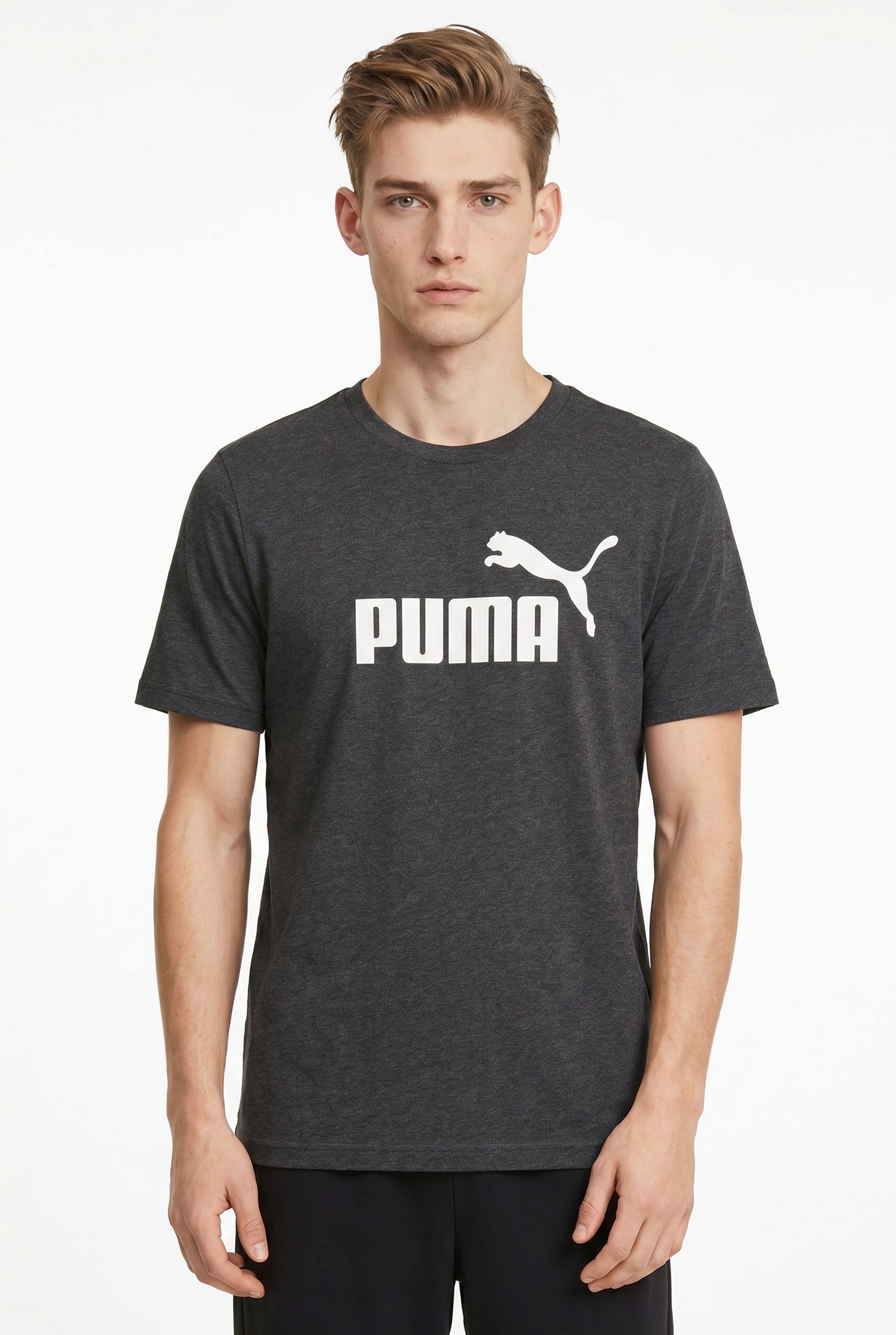 PUMA T-Shirt "ESS NO 1 LOGO HEATHER TEE" Regular Fit, Kurzarm, Rundhalsausschnitt, meliertes Design
