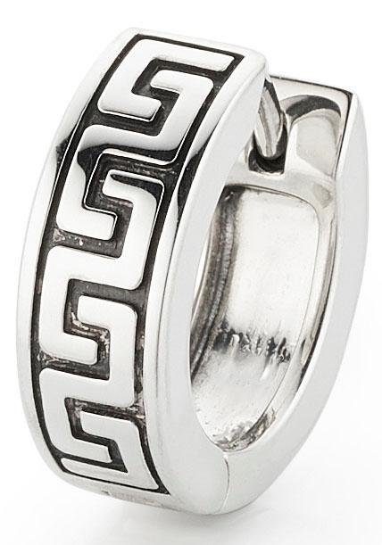 Single-Creole BRUNO BANANI "Schmuck Geschenk Silber 925 Ohrschmuck Ohrring Single", silber (silberfarben, schwarz), Ohrringe, Herren, 13,5mm, Silber 925 (Sterlingsilber) 2