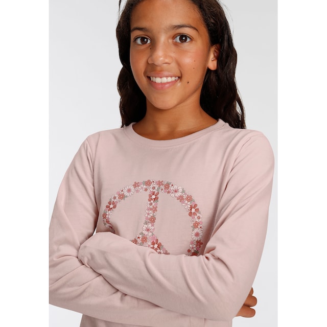 KIDSWORLD Langarmshirt »Peace«, Basic Form | BAUR