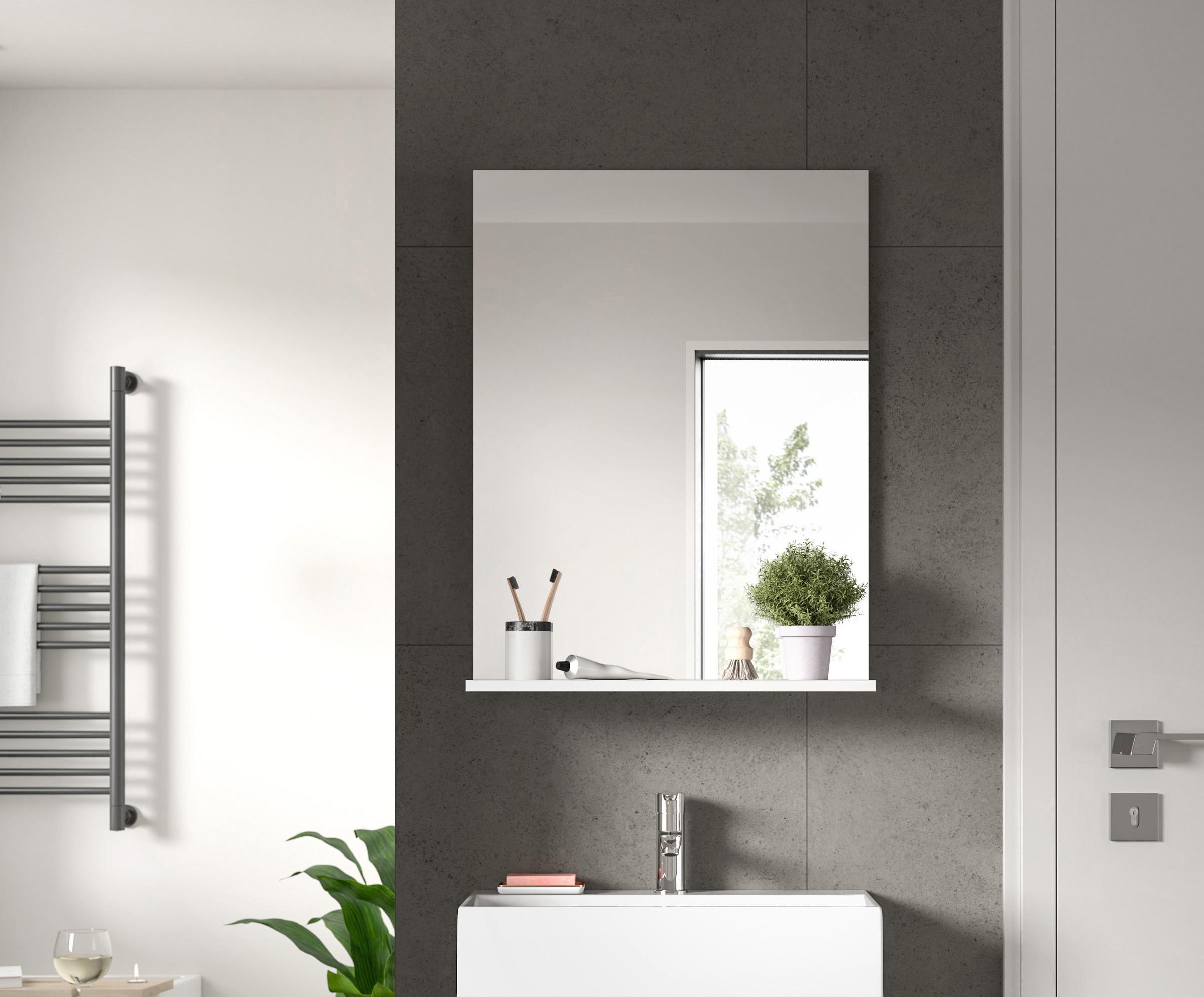 INOSIGN Badspiegel »Siena, Breite 60cm, 1 Ablageboden, hochwertiges Spiegelglas«, in verschiedenen Farben erhältlich, Badmöbel, Spiegel, Badezimmer