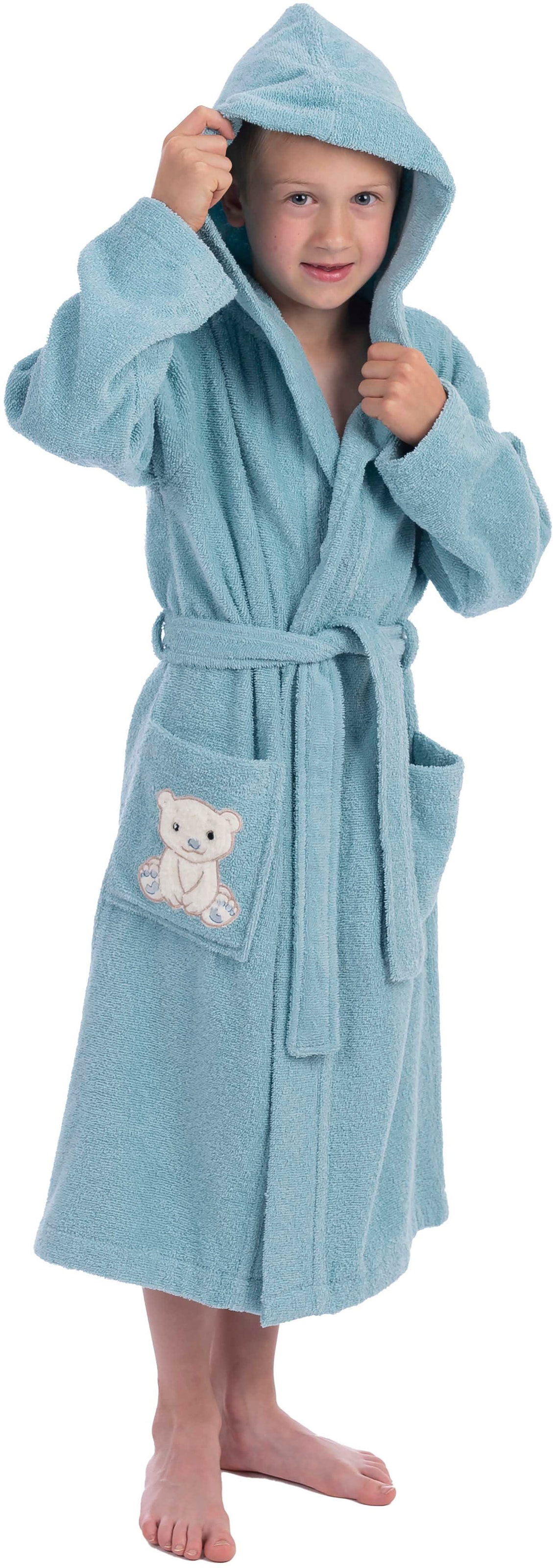 Kinderbademantel WEWO FASHION, L:54cm, blau, Frottier, Hausmäntel, "8030", Eisbär