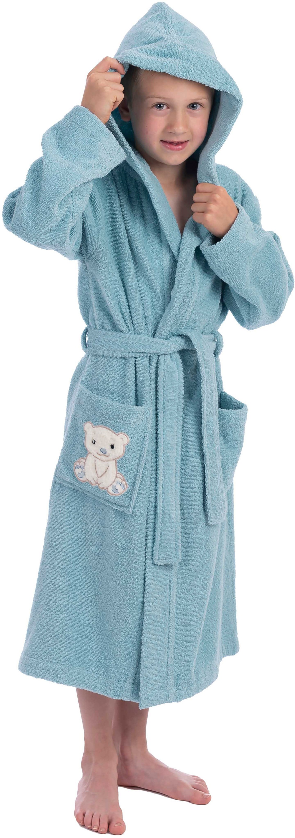 Kinderbademantel WEWO FASHION, L:68cm, blau, Frottier, Hausmäntel, "8030", Eisbär