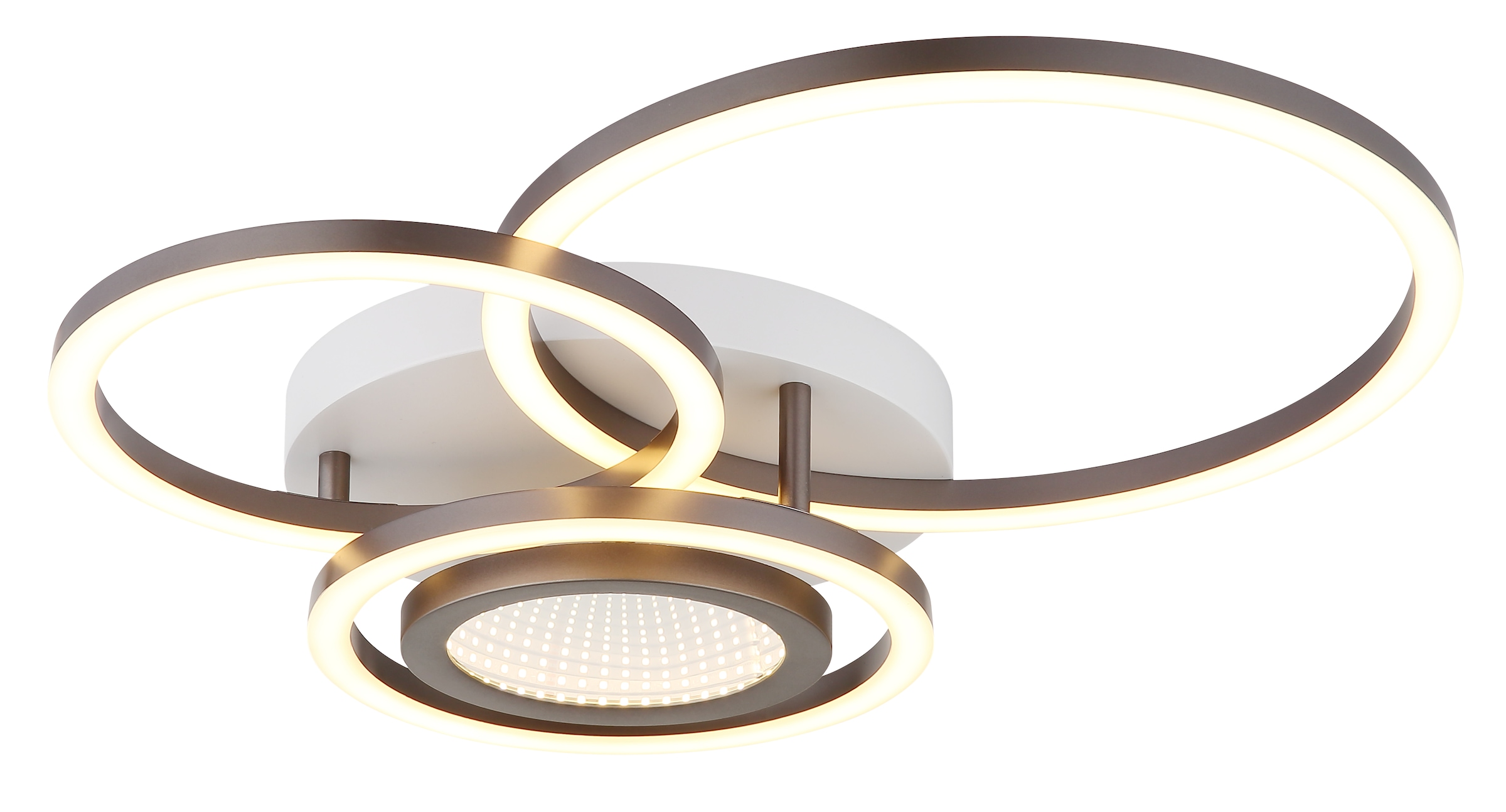 GLOBO LIGHTING Deckenleuchte »RANDELL« LED-Modul 1 Stk. Warmweiß Deckenleuchte Weiß/Kaffee, Opal, 3D-Effekt, LED 40W