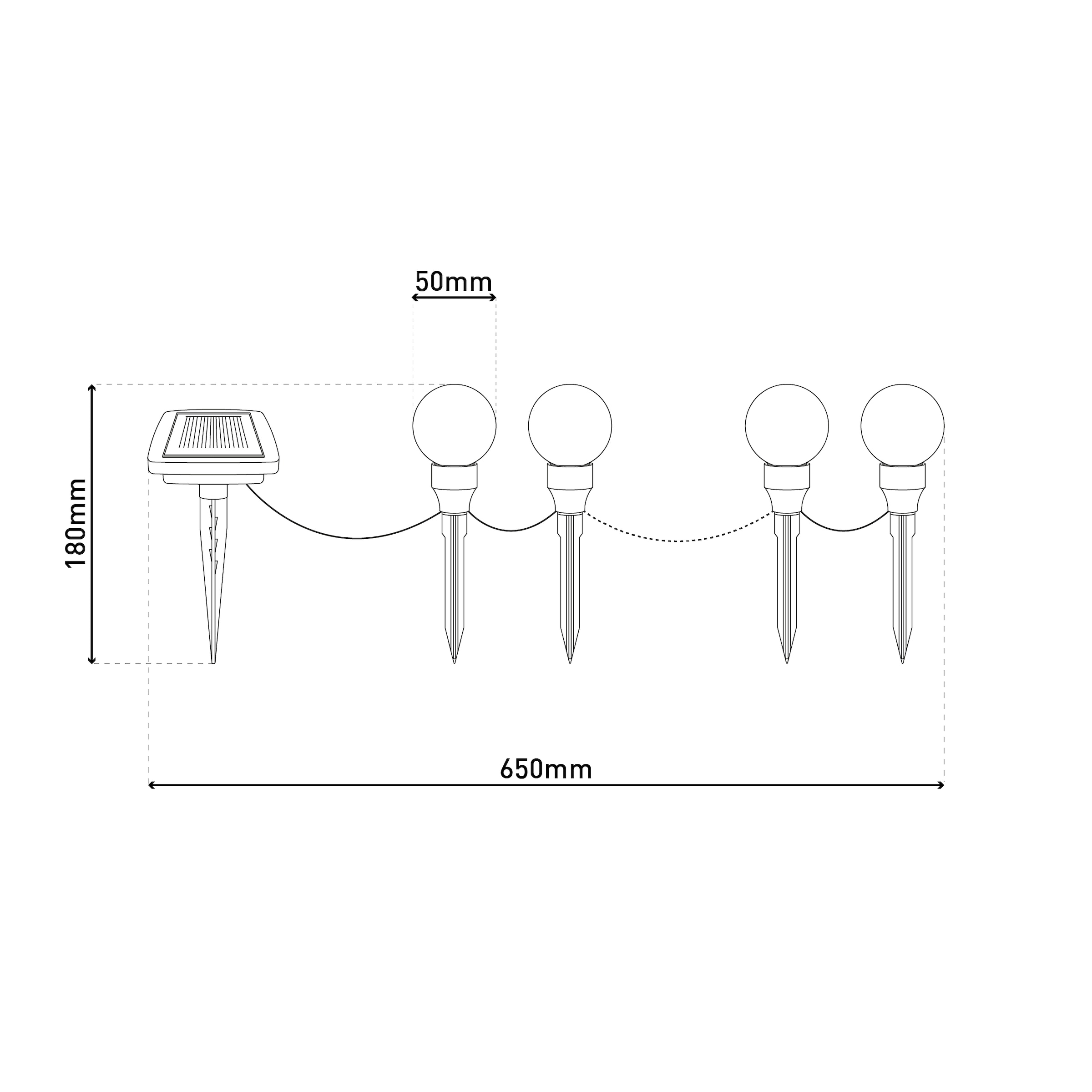 näve LED Solarleuchte »Helsinki« LED-Modul 1 Stk. Warmweiß 10er Set Dekoerdspieße kugelförmig mit Solarpanel, L: 650cm, warmweiß