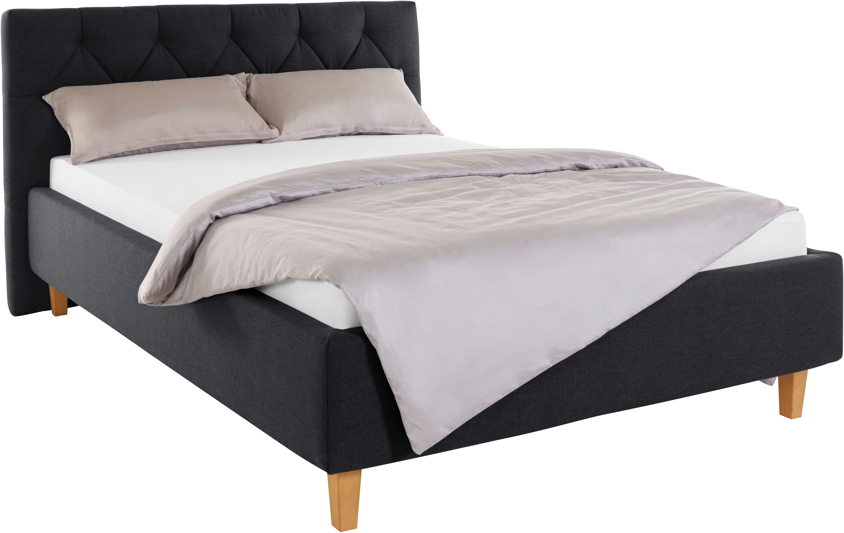Home affaire Polsterbett "Sunley 100" Kreuzsteppung, Kopfteilhöhe 102 cm, ohne oder mit Matratze/Lattenrost