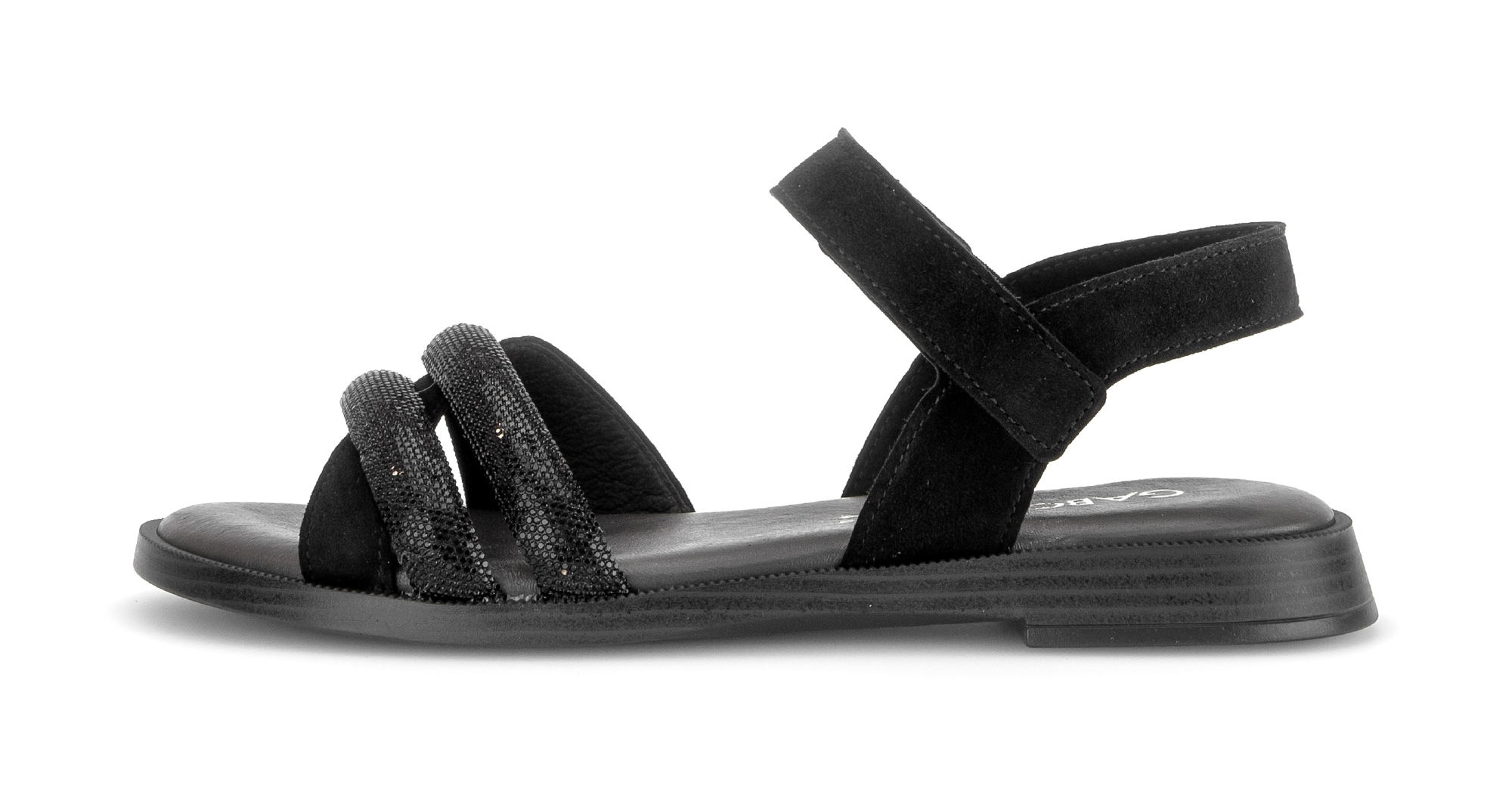 Gabor Riemchensandale  Blockabsatz, Sandalette, Sommerschuh mit glänzenden Schmucksteinen