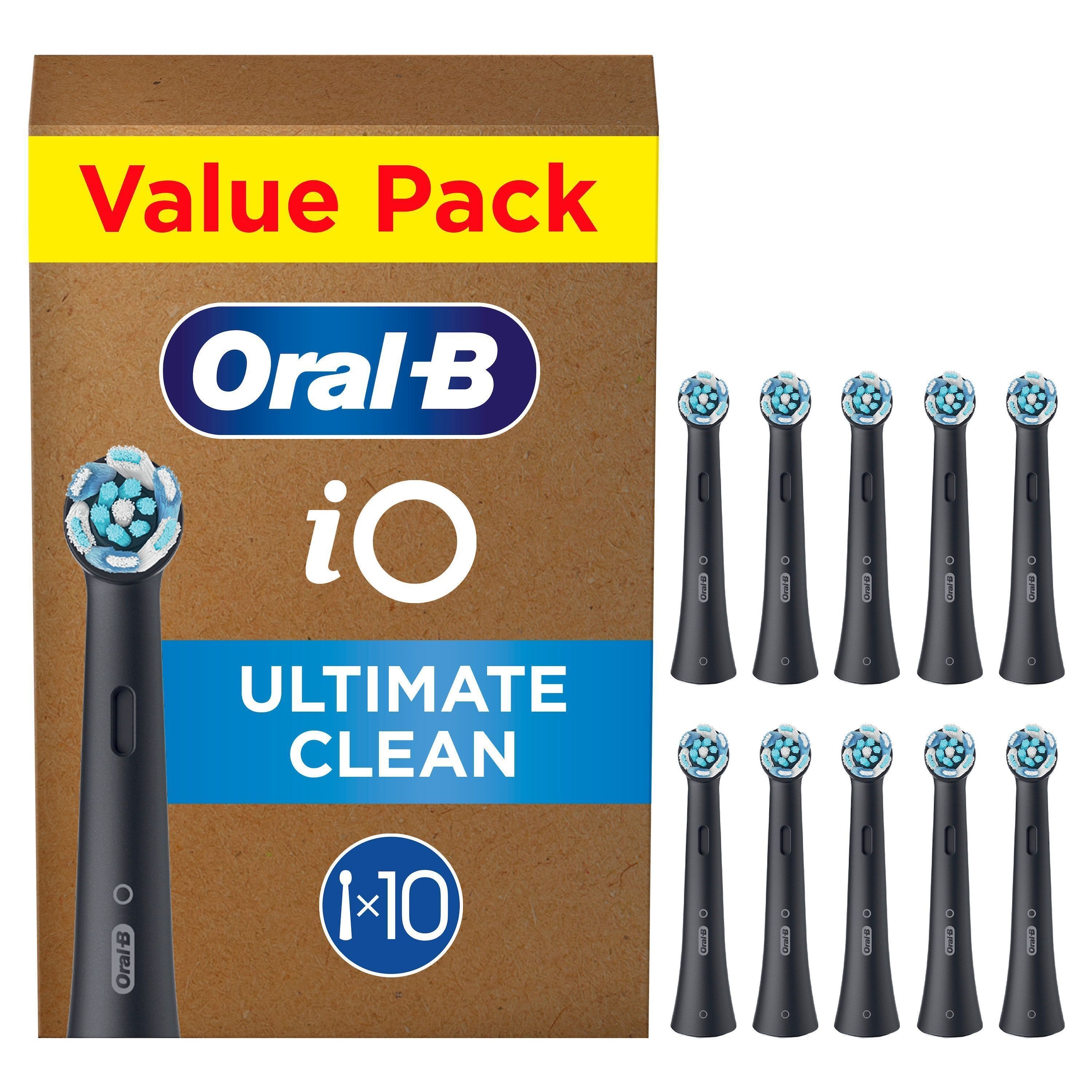 ORAL-B Herren Aufsteckbürsten "iO Ultimative Reinigung", 10 Stk., schwarz, Zahnbürstenköpfe, für fortgeschrittene Tiefenreinigung und