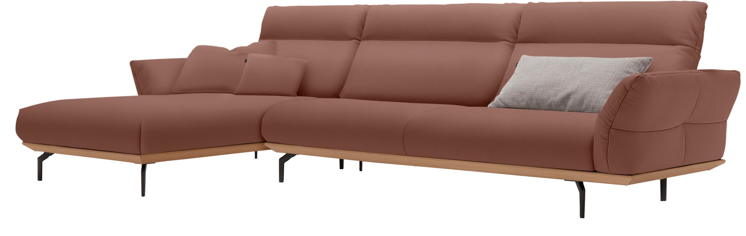 Creation BY ROLF BENZ Ecksofa »CR.460«, Sockel in Eiche, Winkelfüße in Umbragrau, Breite 338 cm
