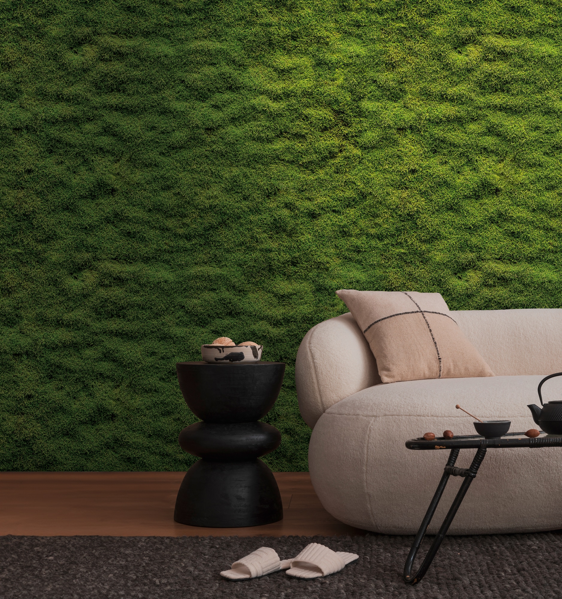 living walls "THE WALL III Mooswand Tapete Motivtapete Natur Natur" matt glatt Vliestapete floral für Schlafzimmer Küche Wohnzimmer Mooswand Design