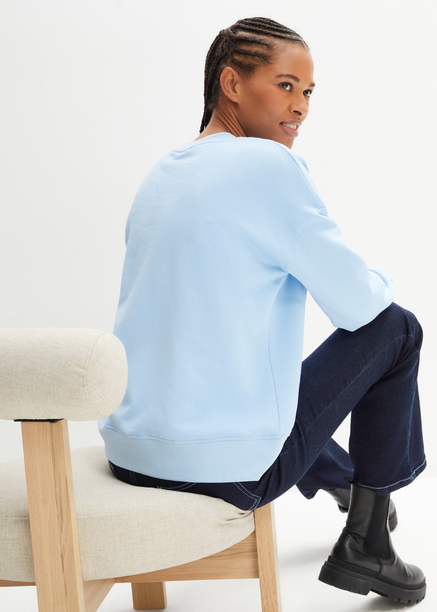 bonprix Sweatshirt, Oversize-Passform, aus reiner Baumwolle, elastische Bün günstig online kaufen