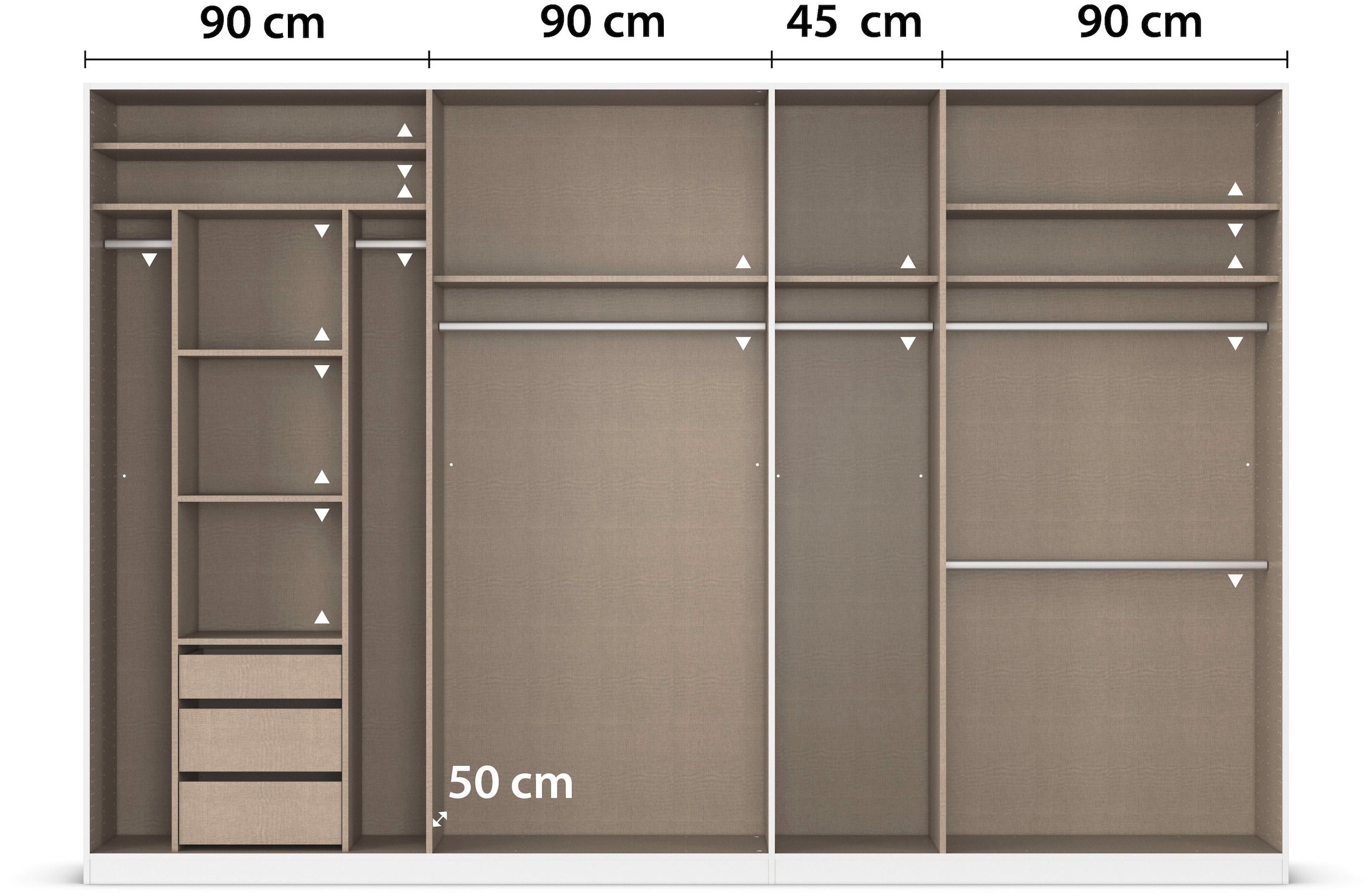 rauch Drehtürenschrank »Kleiderschrank Schrank Garderobe TOPSELLER OTELI inkl. Inneneinteilung«, (erhältlich in Breiten 91-360 cm, ab Breite 136cm inkl. Innenschubladen), mit zusätzlichen Einlegeböden, optional mit Spiegel MADE IN GERMANY