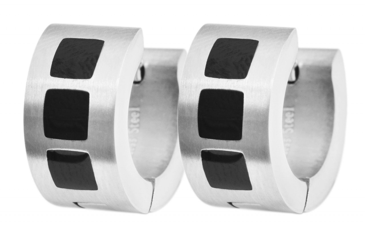 Adelia's Unisex Steel Hoop Earrings Black 9mm