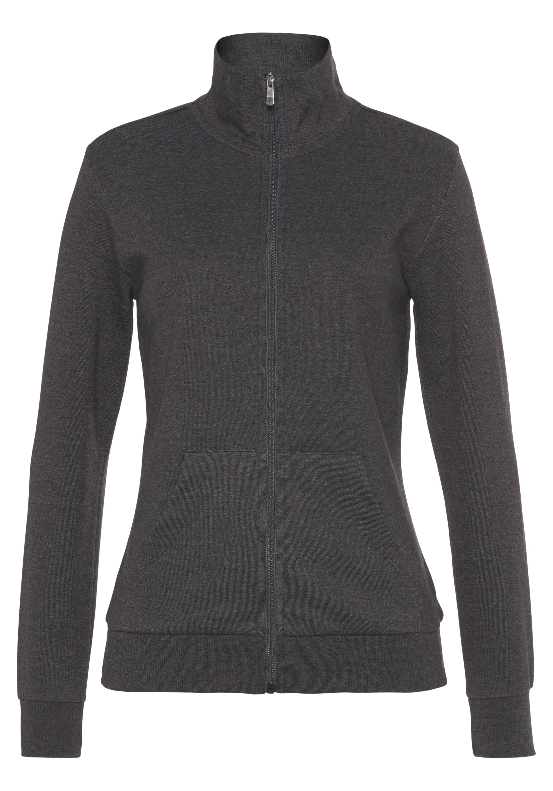 Bench. Loungewear Sweatjacke, mit glänzender Logostickerei am Stehkragen, Loungewear