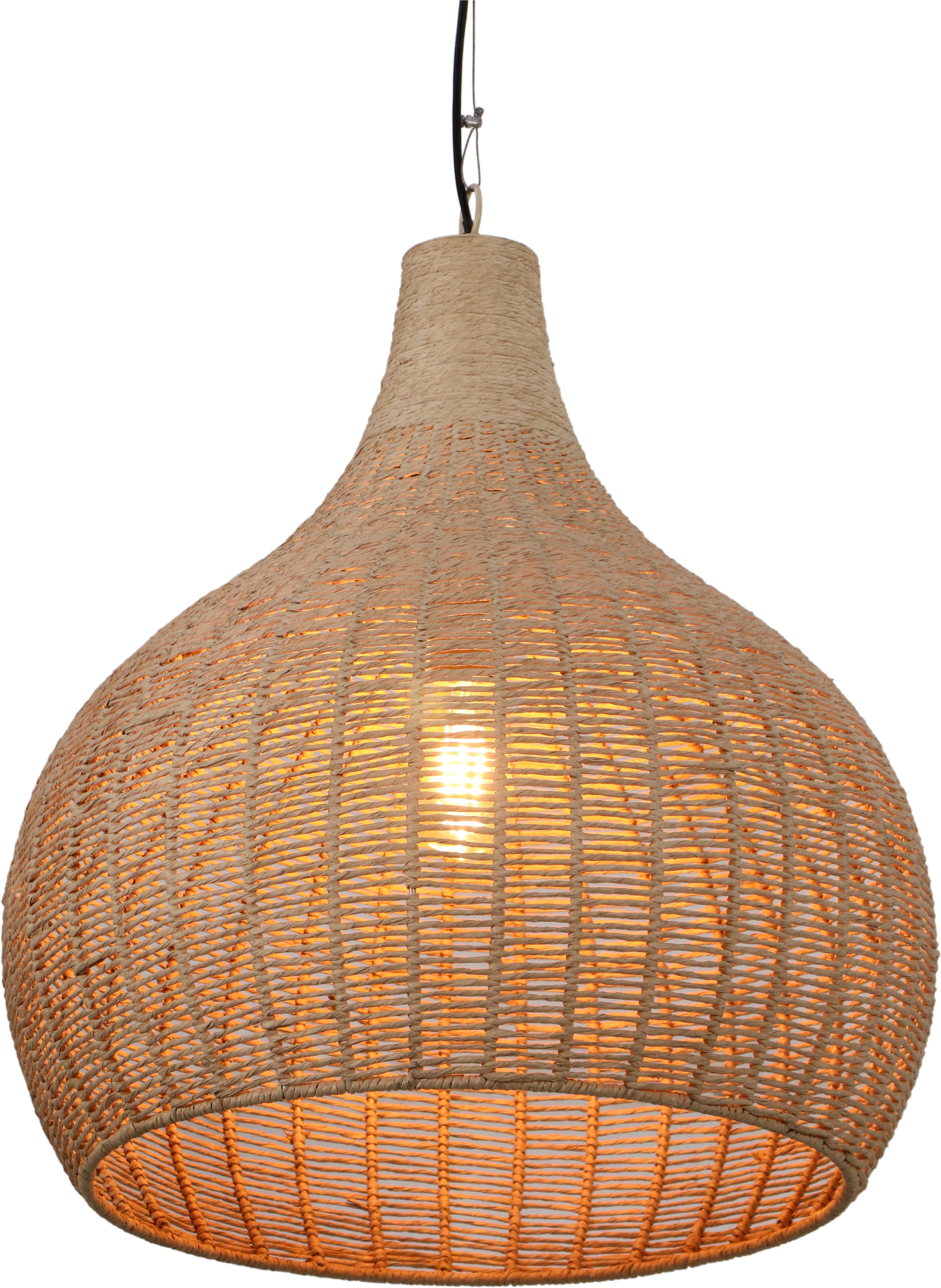 TRIO Leuchten Pendelleuchte »JANNE, große Hängelampe mit Juteschirm Korb Optik Ø 54cm Höhe 183 cm« E27 1 Stk. warmweiß - kaltweiß exkl 1x E27 max 10W, Hängeleuchte Küche Schlafzimmer Esszimmer