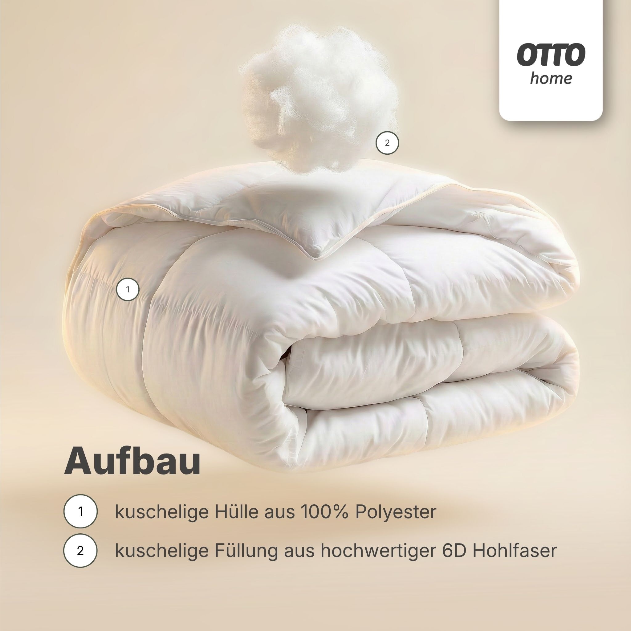 OTTO home Microfaserbettdecke »Baca, Bettdecke 135x200 cm, 155x220 cm und weitere Größen« leicht Füllung aushochwertiger6D-Hohlfaser Bezug Polyester 1 Stk. tlg. Bettdecken, Sommer, Winter, 4-Jahreszeiten, Decke